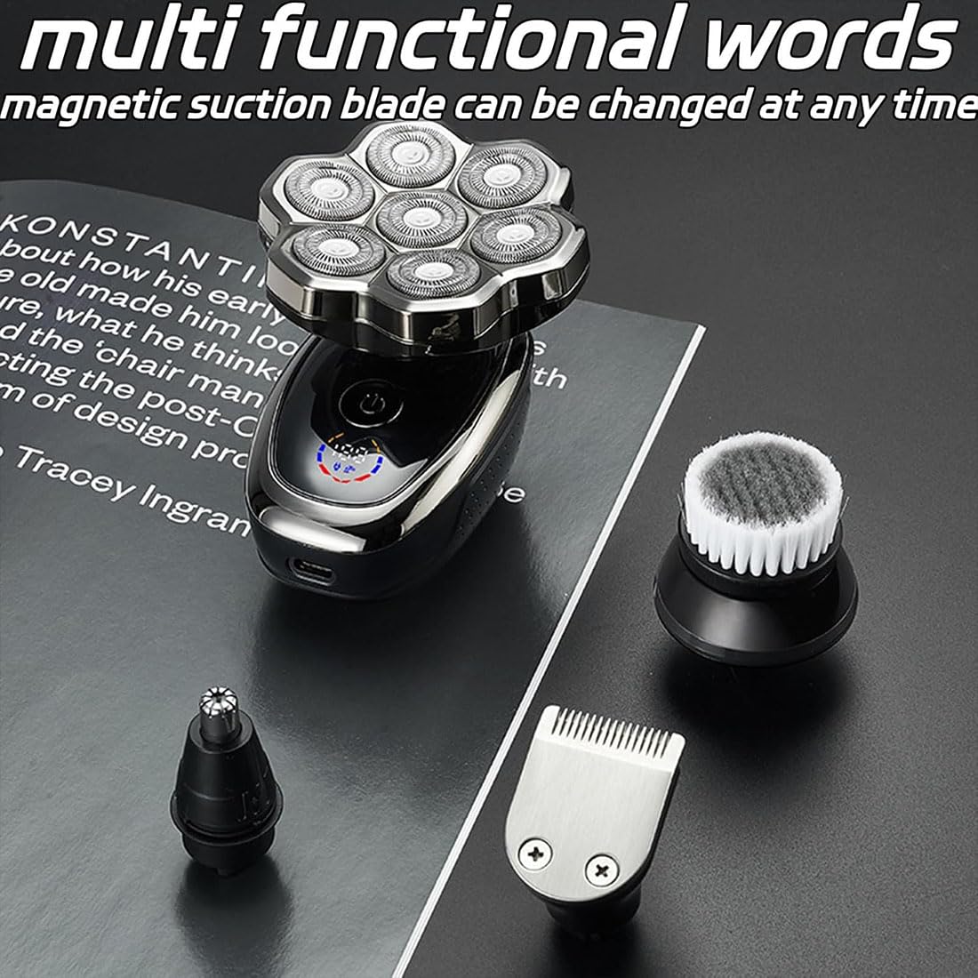 9.0 Ultra Shaver, Head Shavers for Bald Men, 6-in-1 Electric Razor - Led Display Rechargeable Head Shaving Kit with USB-C Fast Charge, IPX7 Waterproof Beauty and Personal Care tarcegta