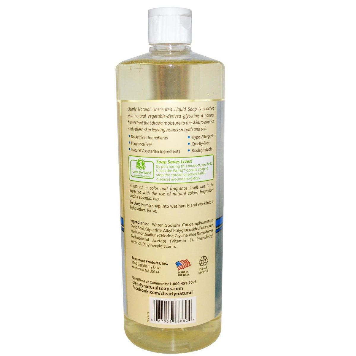 Clearly Natural Hand Soap - Liquid - Unscented - Refill - 32 oz Beauty & Personal Care Clearly Natural