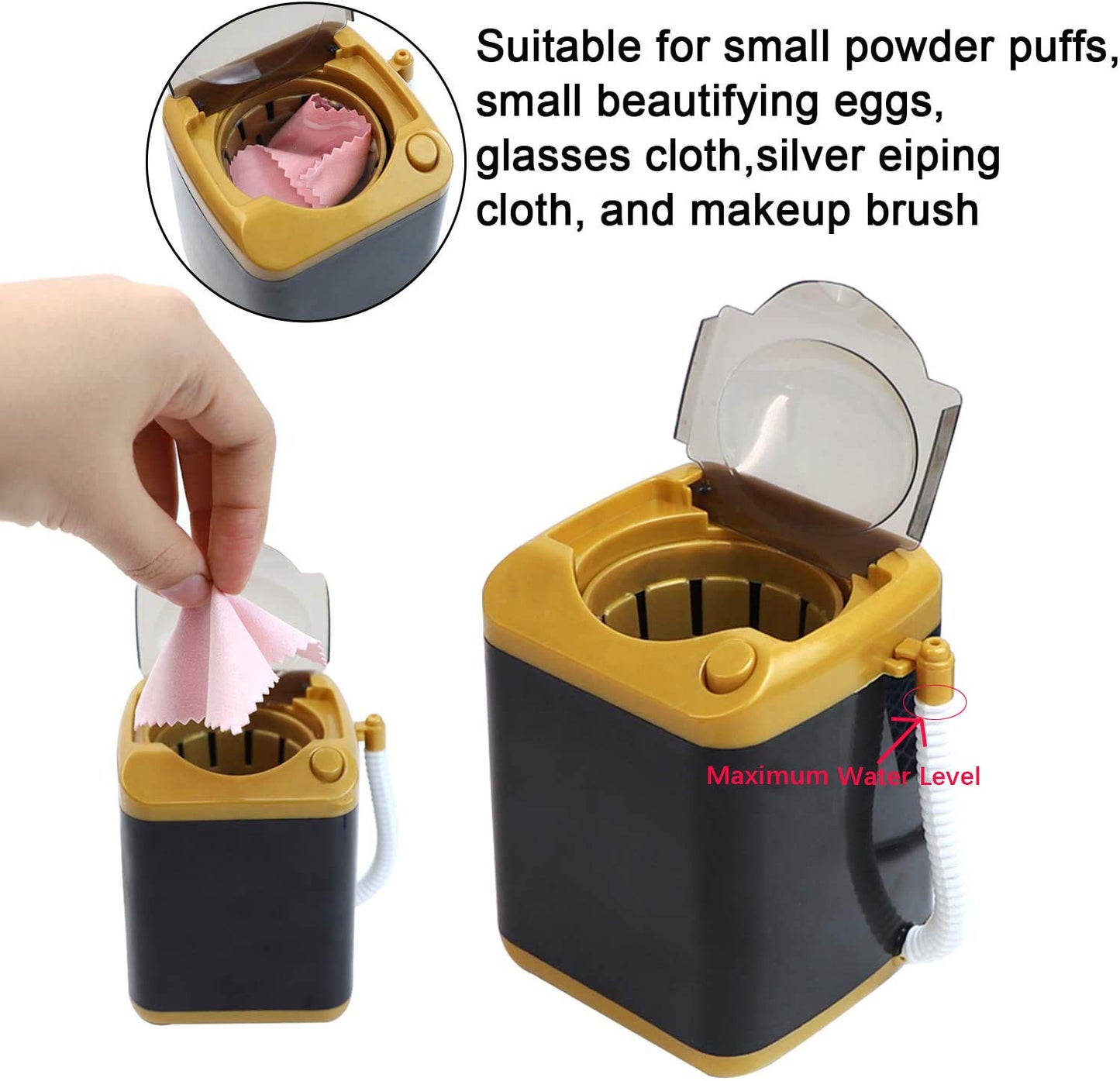 AUEAR, Makeup Brush Sponge Washing Machine Cleaner Device Plastic Automatic Cleaning (Black, Comes with Bucket) Beauty & Personal Care AUEAR