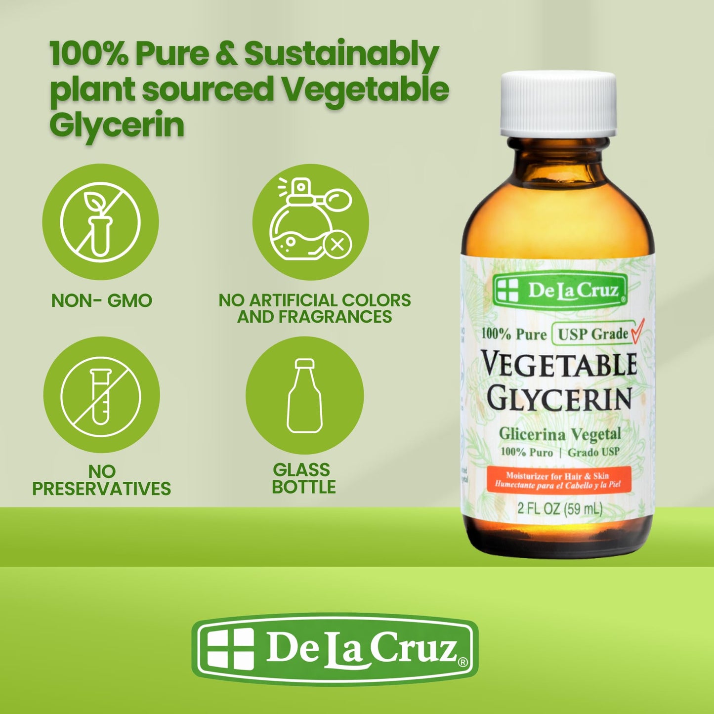 De La Cruz Vegetable Glycerin, 100% Pure Liquid Glycerine USP Grade for Hair, Skin and DIY Projects 2 FL. OZ. (6 Bottles) Beauty & Personal Care De La Cruz