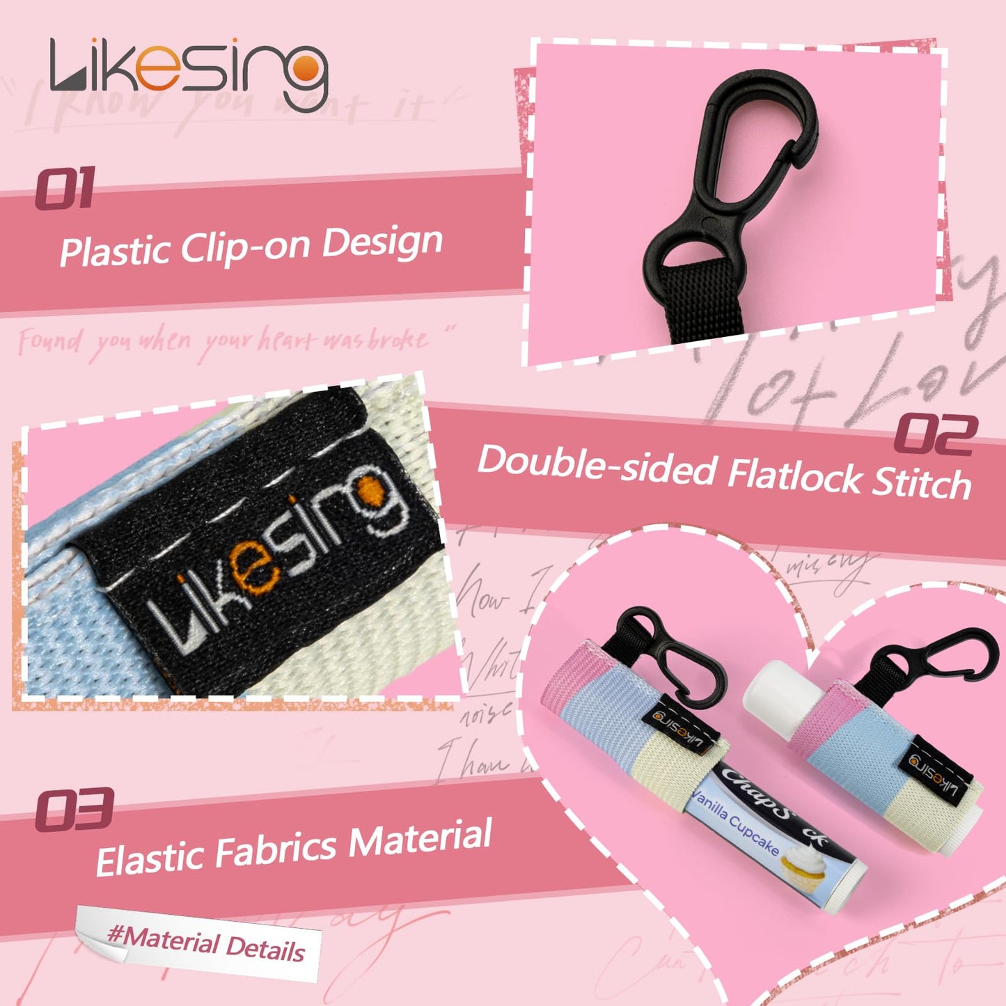 Likesing Chapstick Holder Key Chain, Lip Balm Holder for Chapstick Lip Gloss, Elastic Sleeve Chapstick Keychain Holder for Keys Purse Lanyard Gift Beauty and Personal Care Likesing