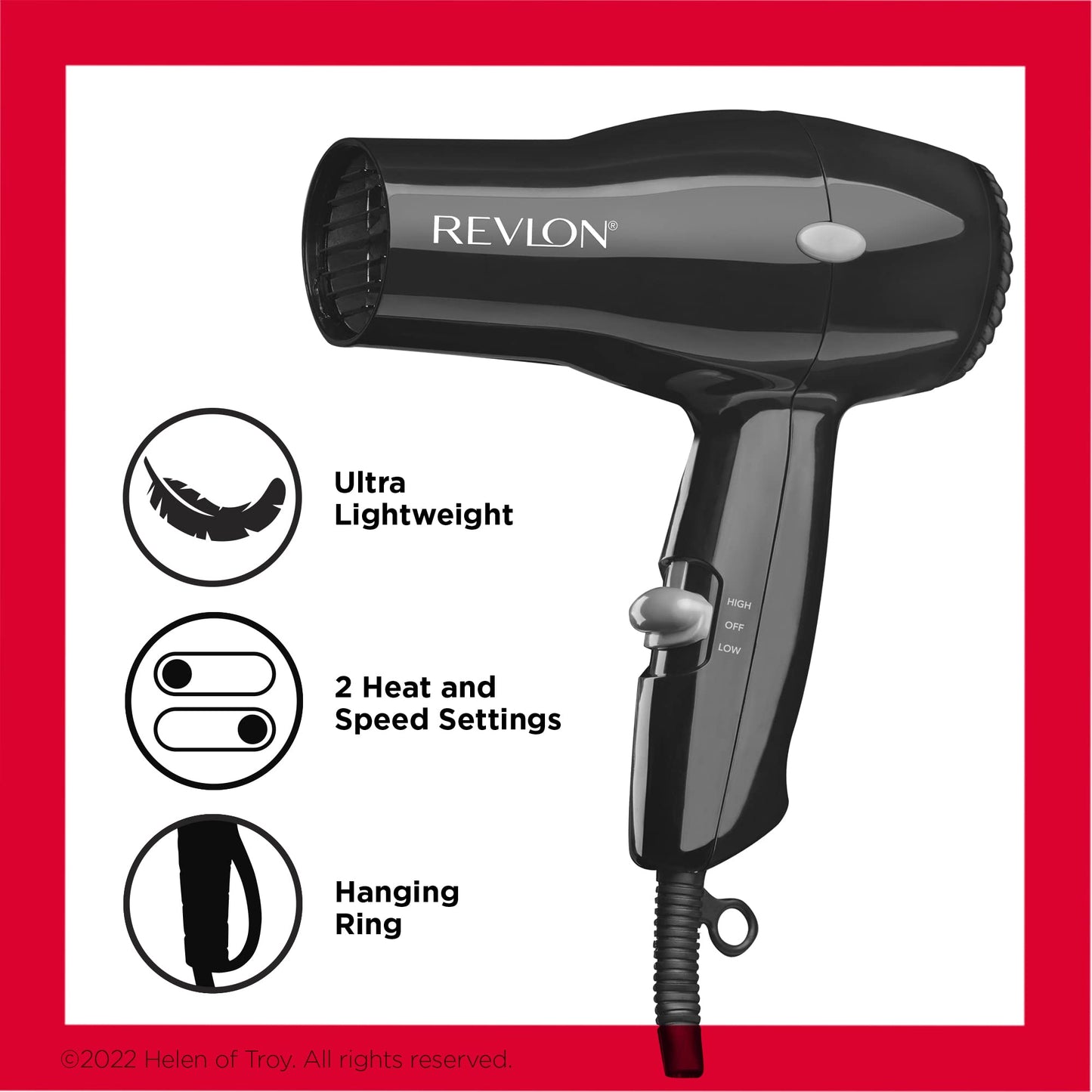 Revlon Compact Hair Dryer | 1875W Lightweight Design, Perfect for Travel, (Black) Beauty & Personal Care REVLON
