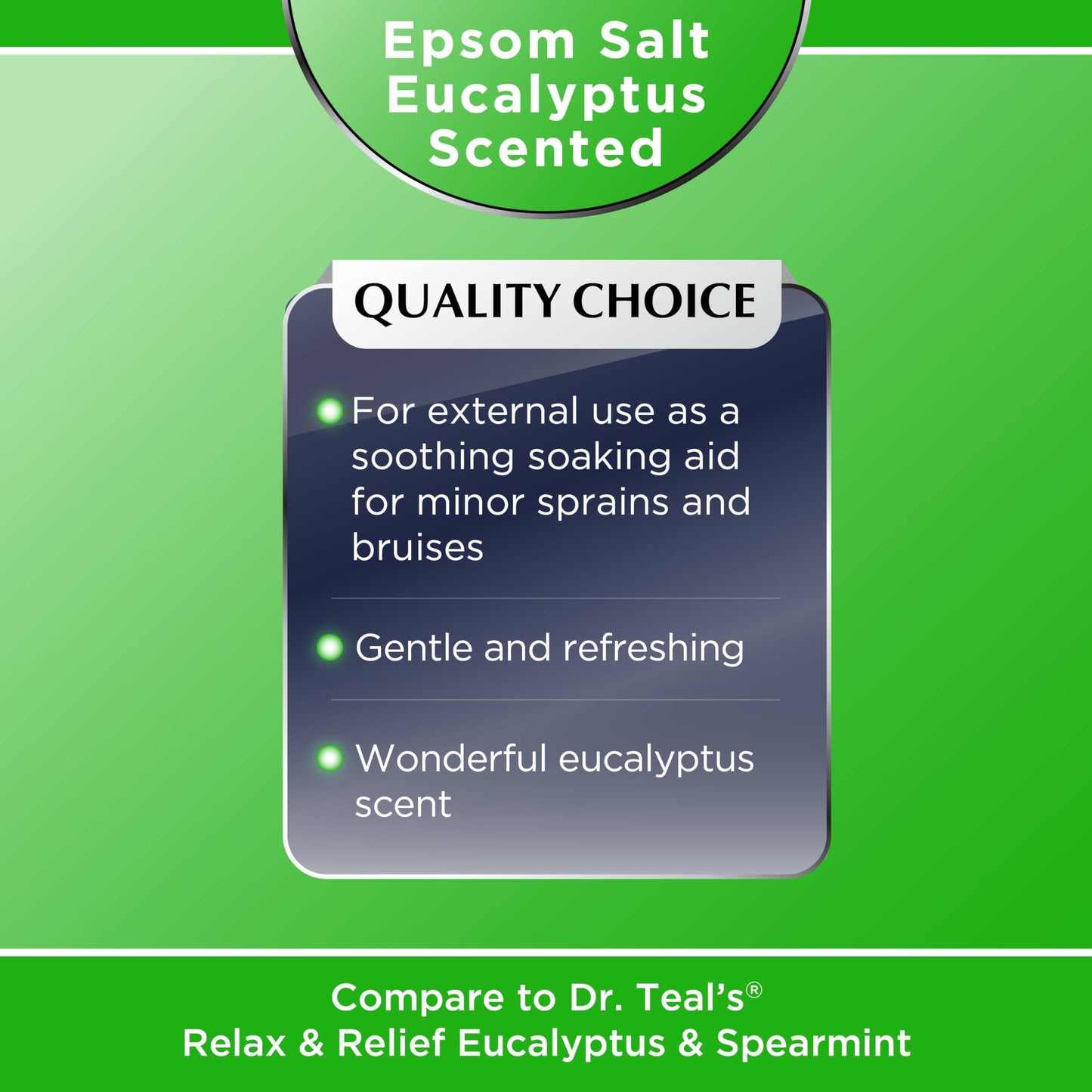 Quality Choice Eucalyptus Epsom Salt, Soaking Solution for Aches, Pains, Sprains or Bruises. Cold and Flu Bath Salts Soaking aid 5-3 Pound Bags Beauty and Personal Care Quality Choice