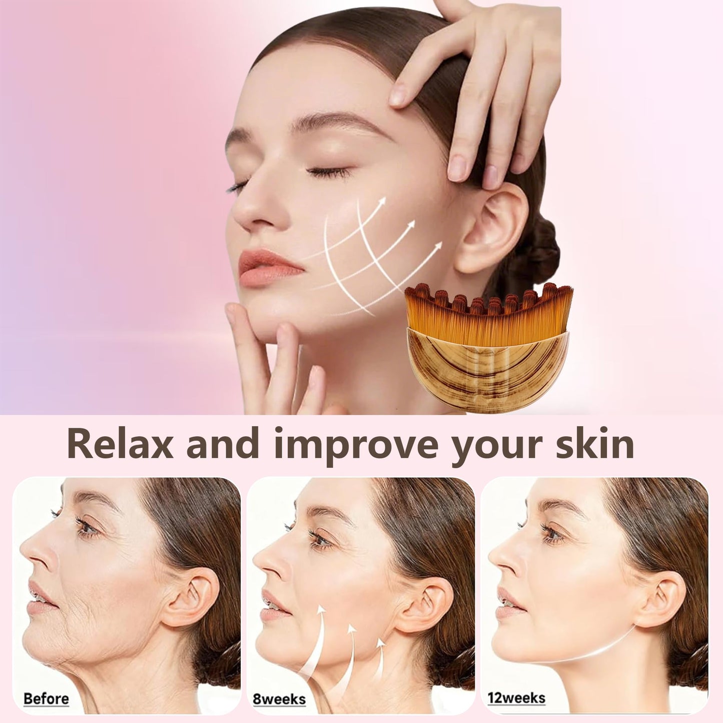 Lymphatic Contour Face Brush, Manual Drainage Massager, Natural Makeup Brush with Soft Bristles, Hypoallergenic Ergonomic Facial Cleansing Beauty and Personal Care Cxguu