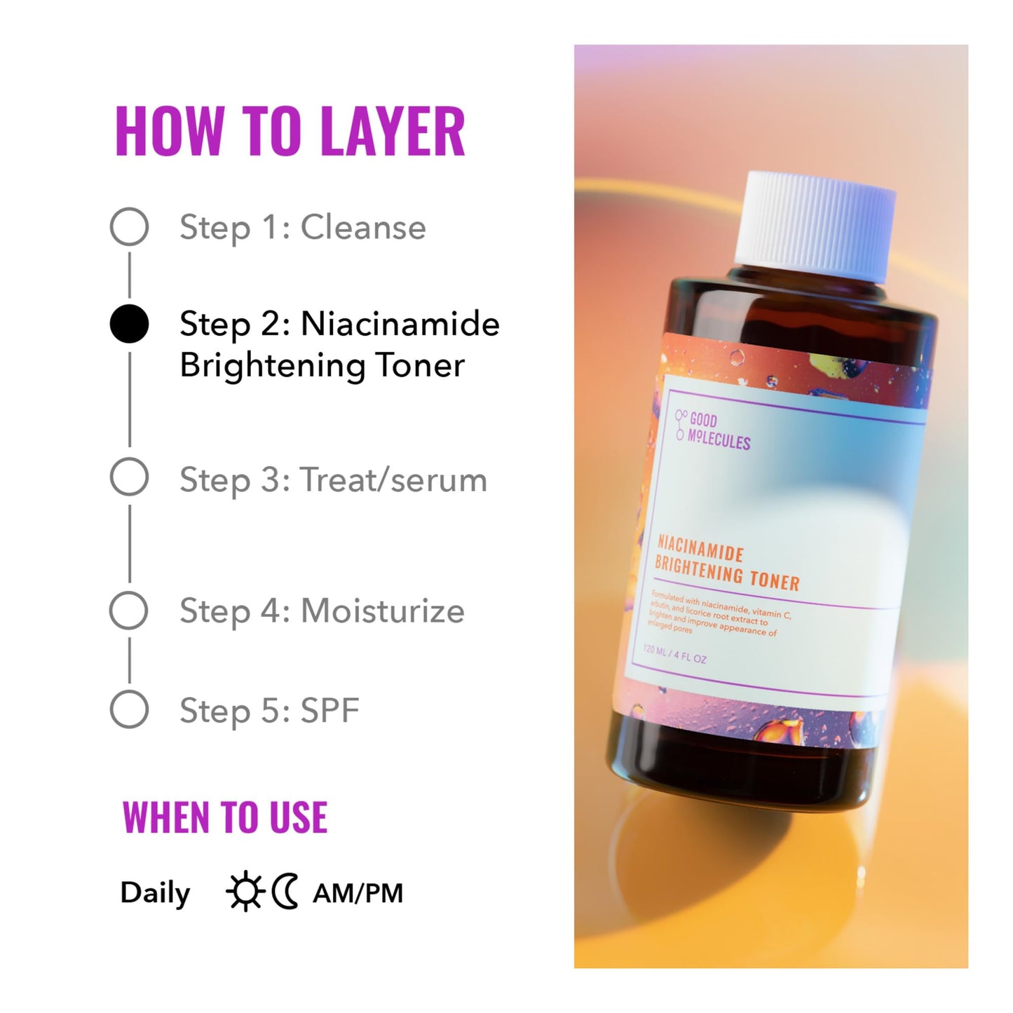 Good Molecules Niacinamide Brightening Toner - Toner for Face with Niacinamide and Arbutin for Skin Tone Balancing- Pore Minimizer, Facial Skin Care Beauty & Personal Care Good Molecules