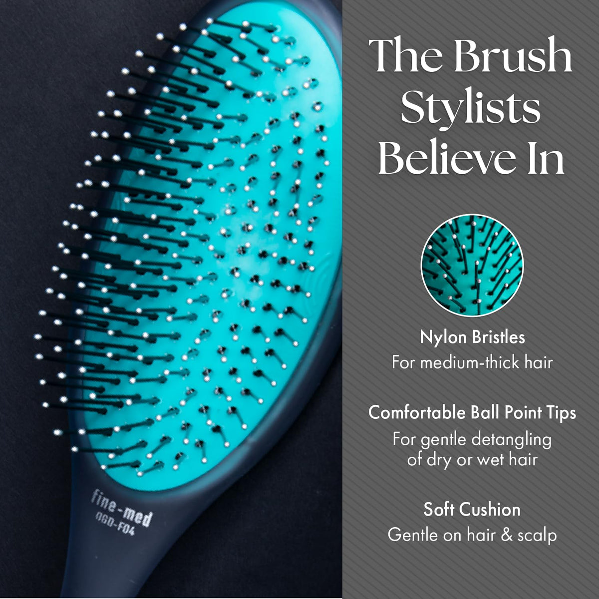 Olivia Garden OG Detangler Brush - Removable Cushion, Gentle Scalp Massage & Detangling for Wet or Dry, Medium to Thick Hair - Black Beauty & Personal Care Olivia Garden