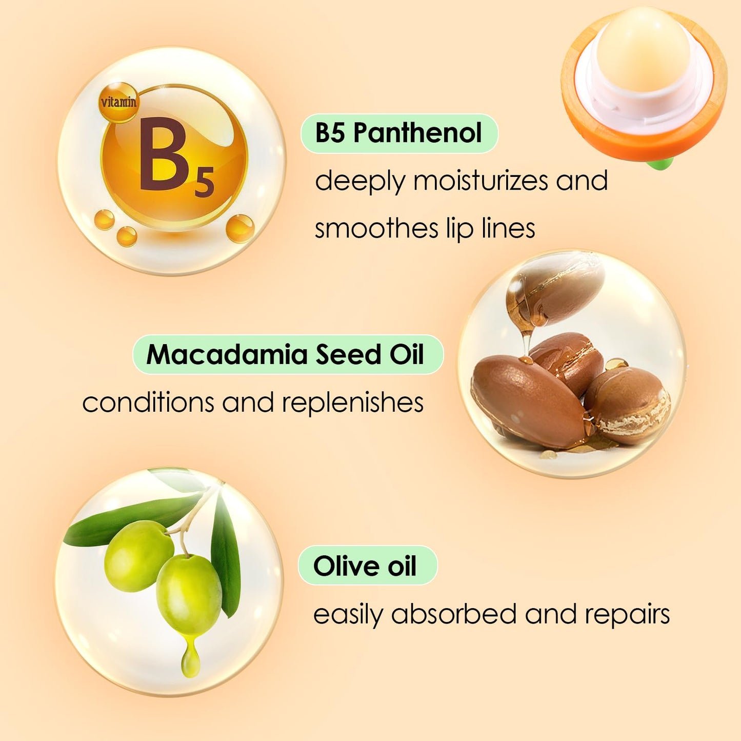 KISSIO Lip Balm,Carrot Lip Balm,Lip Care with B5 Panthenol,Macadamia Seed Oil and Olive Oil,Moisturize and Soothe Dry Chapped Lips,Make Lips Beauty and Personal Care KISSIO