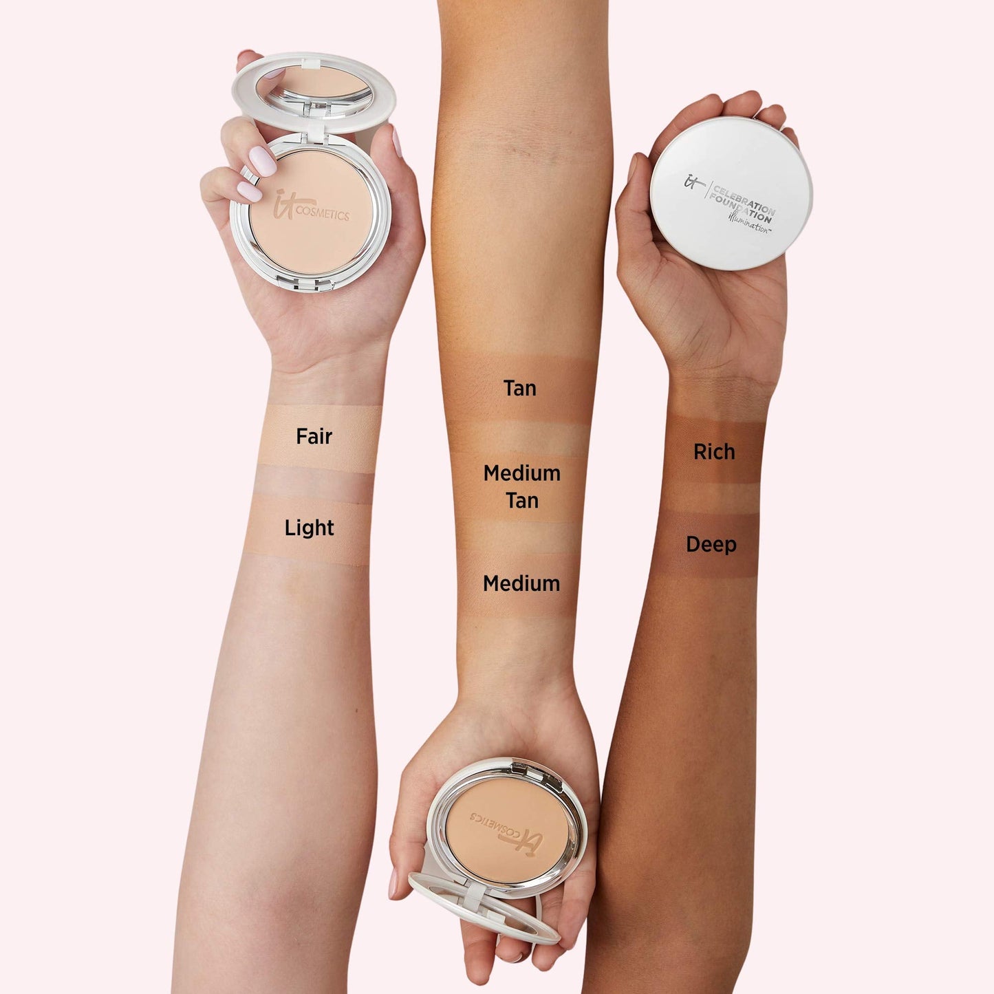 IT Cosmetics Celebration Foundation Illumination, Tan (W) - Full-Coverage, Anti-Aging Powder Foundation - Blurs Pores, Wrinkles & Imperfections - 0.3 Beauty & Personal Care IT Cosmetics