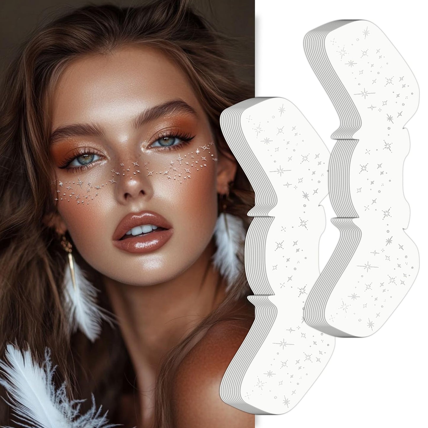 Wodelanle Glitter Freckles Face Tattoo, 24 Count Silver Face Glitter Speckles Makeup Patches, Glow Up Makeup Patches, Cute Glitter Freckles Makeup Beauty & Personal Care Wodelanle