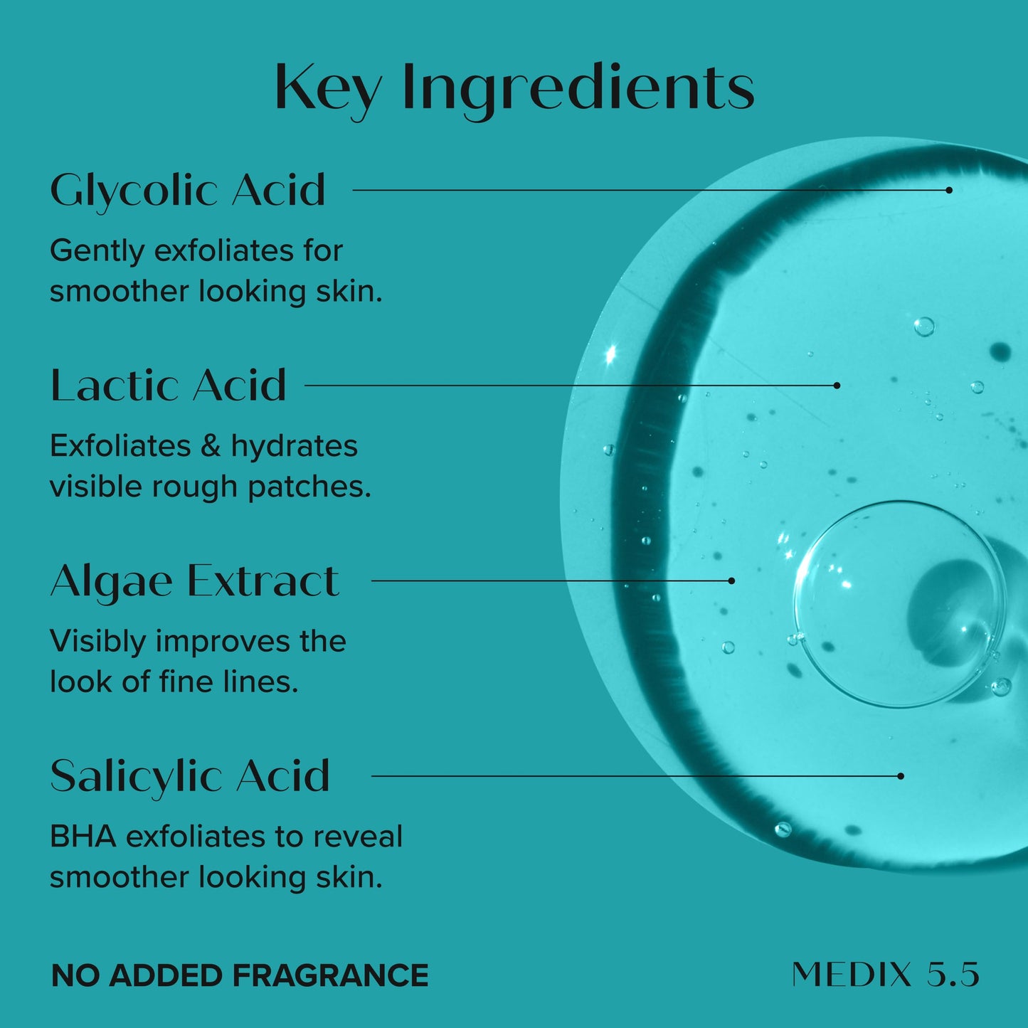 MEDIX 10% Glycolic Acid + Lactic Acid Leave-On Exfoliating Skin Care Body Gel | AHA Exfoliant Body & Face Serum Refines + Softens Dry Dead Skin Beauty & Personal Care Medix 5.5