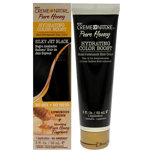 Creme of Nature Pure Honey Hydrating Color Boost Semi-Permanent Hair Color - Silky Jet Black Hair Color Unisex 3 oz Beauty & Personal Care Creme of Nature