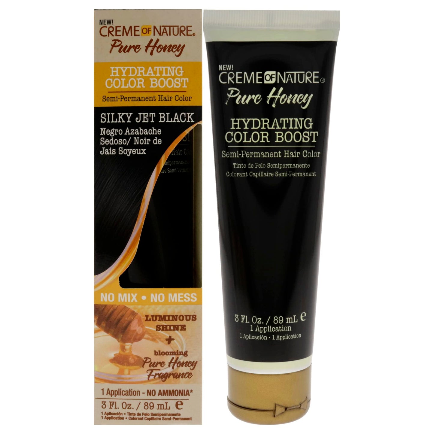 Creme of Nature Pure Honey Hydrating Color Boost Semi-Permanent Hair Color - Silky Jet Black Hair Color Unisex 3 oz Beauty & Personal Care Creme of Nature