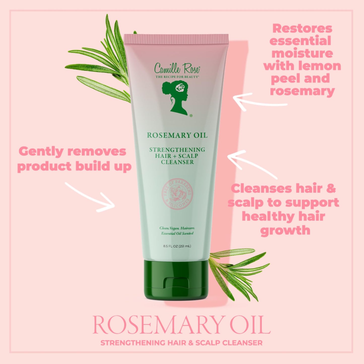Camille Rose Rosemary Oil Hair and Scalp Cleanser with Castor, Peppermint & Rosemary Oils to Encourage Hair Growth & Remove Build Up, 8.5 fl oz Beauty & Personal Care Camille Rose