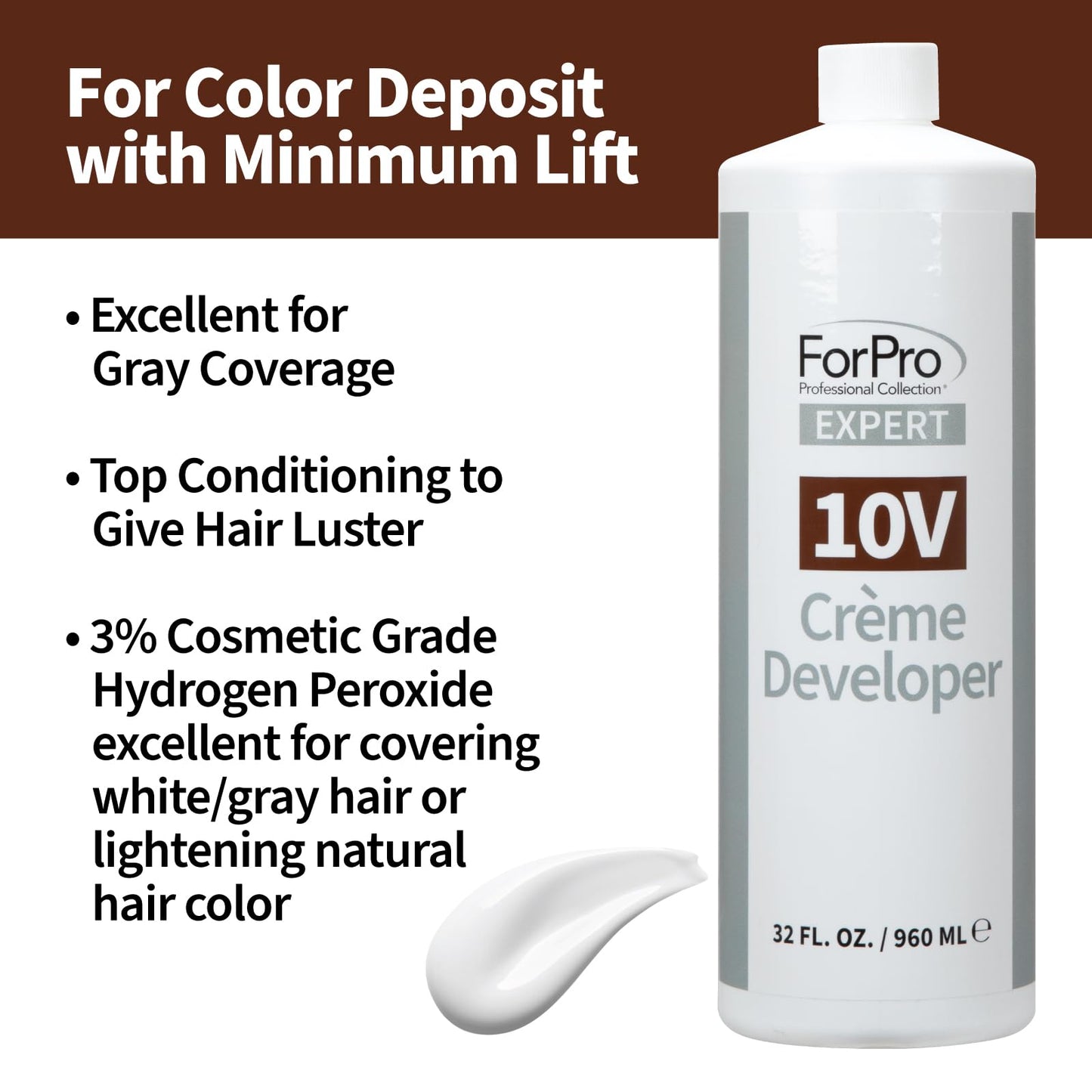 ForPro Expert 10 Volume Crème Developer, 32 Fl Oz - for Hair Lightening, Gray Coverage & Color Deposit with Minimum Lift Beauty & Personal Care ForPro Professional Collection
