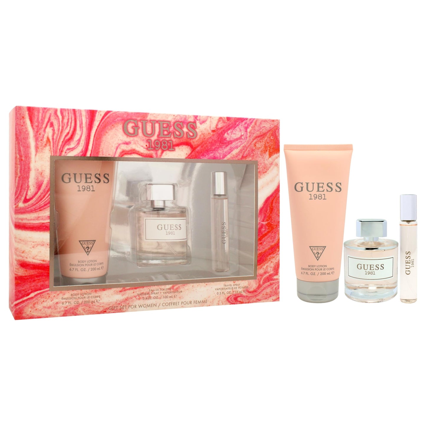 Guess 1981 for Women 3 Piece Gift Set, 3.4oz Eau De Toilette Spray + 0.5oz Eau De Toilette Spray + 6.7oz Body Lotion Beauty & Personal Care GUESS