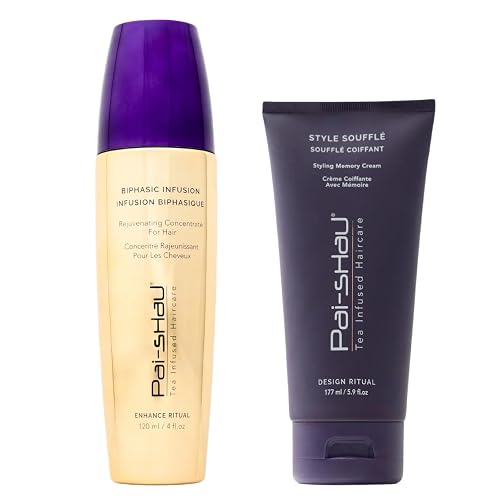 Pai-Shau - Biphasic Infusion & Style Soufflé Set, Oil-Free Hair Serum and Medium Hold Styling Cream, Shine, Heat Protection & Frizz Control for All Beauty & Personal Care Pai-Shau