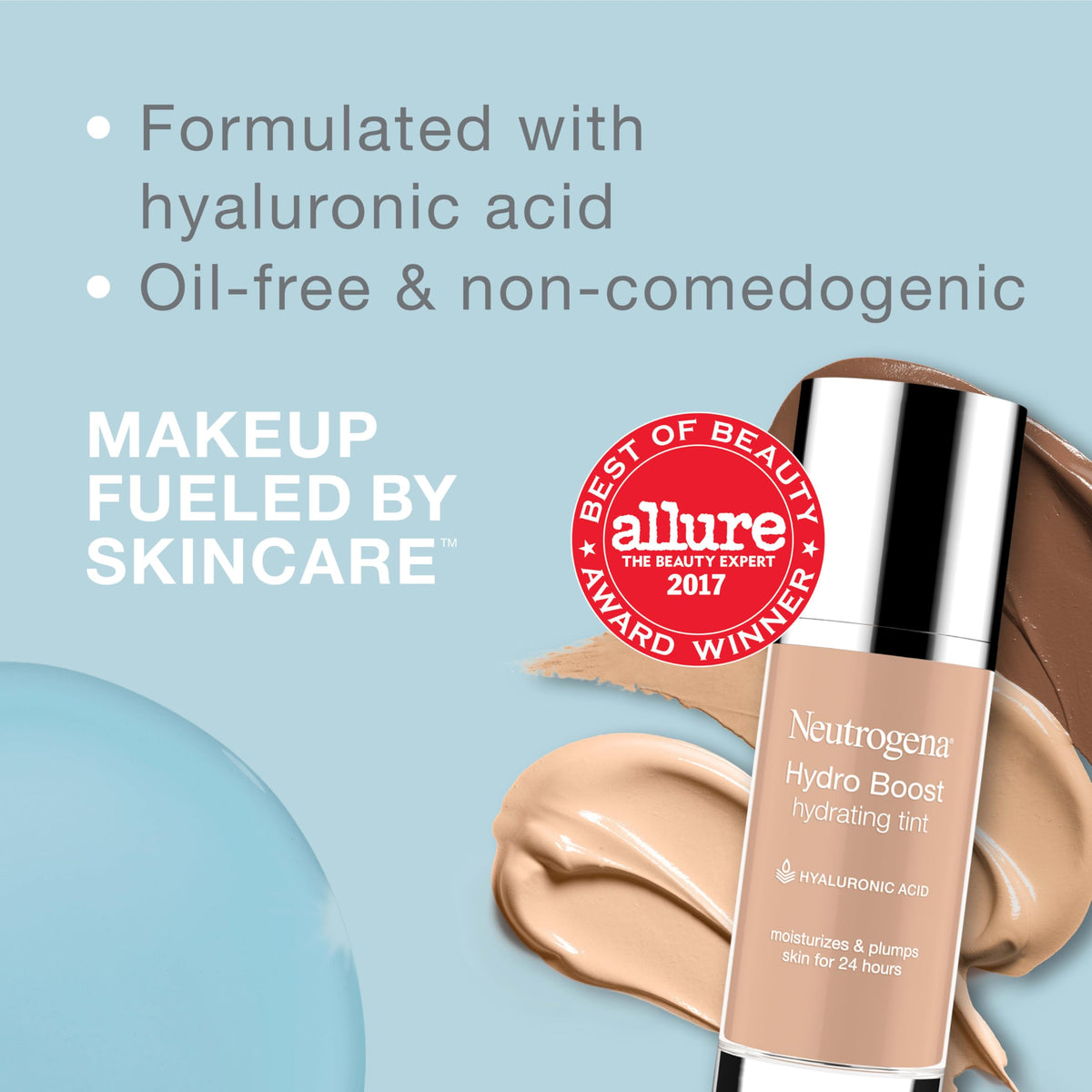 Neutrogena Hydro Boost Hydrating Tint Foundation Makeup for Dry Skin, with Hyaluronic Acid, Lightweight Oil-Free Water Gel, Non-Comedogenic, 30 Buff Beauty & Personal Care Neutrogena