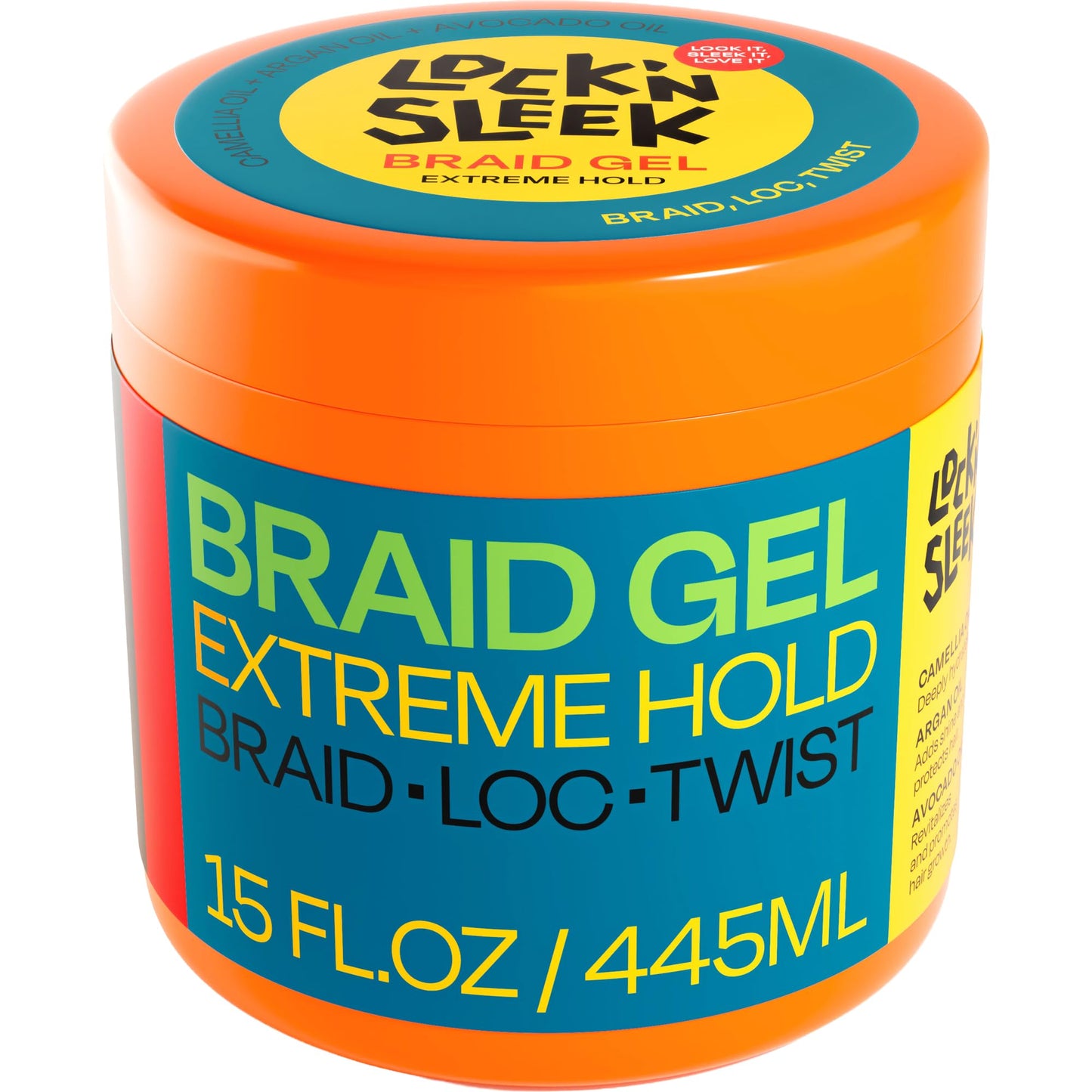 LOCK'N SLEEK Braid Gel (15 oz), Extreme Hold, Flake-Free, High Shine Edge Control - Argan, Camellia, Avocado Oil - For Locks, Braids, Twists, Cornrows Beauty & Personal Care LOCK'N SLEEK