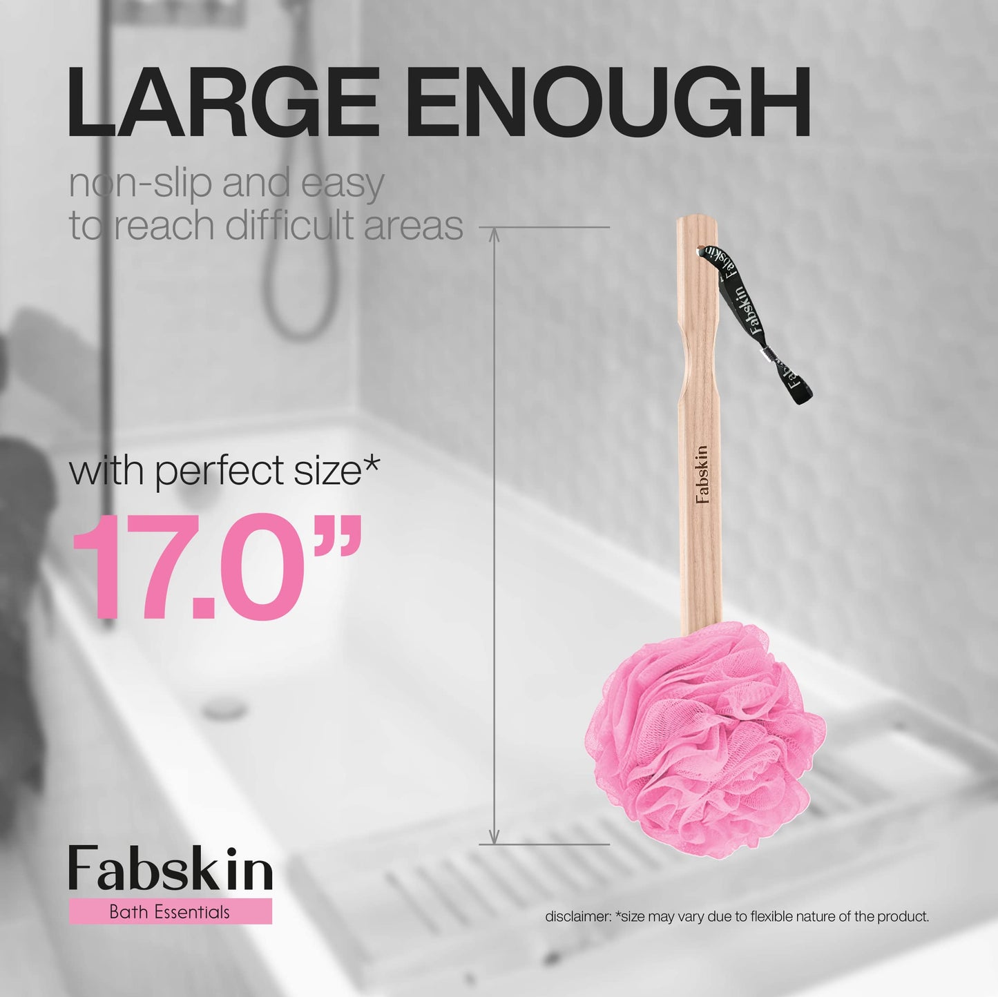 FABSKIN Luxury Back Bathing Loofah With Wooden Handle for Men and Women - Pack of 1 - Loofah For Back Bathing with handle - Back Bathing Loofah Brush Beauty and Personal Care FABSKIN