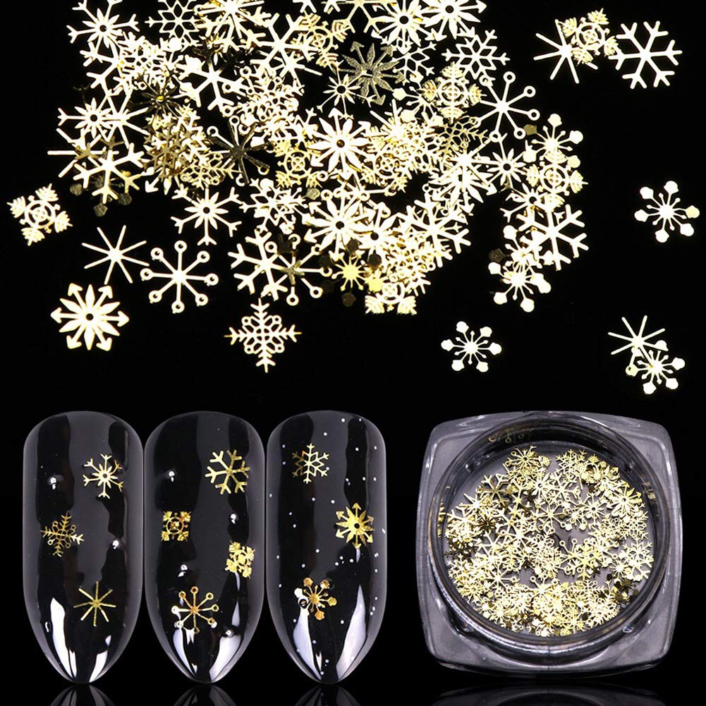 Simliber 1 Sets/3Boxes 3D Snowflake Sequins for Nail Art Decoration Glitter Set Sparkly DIY Nail Accessories Christmas Nail Designs Trendy Christmas Beauty & Personal Care Simliber