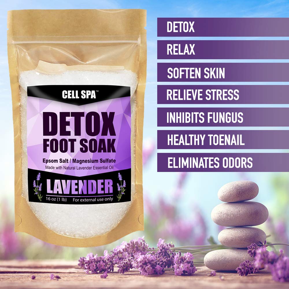 Cell Spa Detox Foot Soak Bath Premium 16 Ounce Lavender Scented Epsom Salt Magnesium Sulfate to Help Detox, Relieve Stress, Eliminate Odors & Soften Beauty & Personal Care Cell Spa