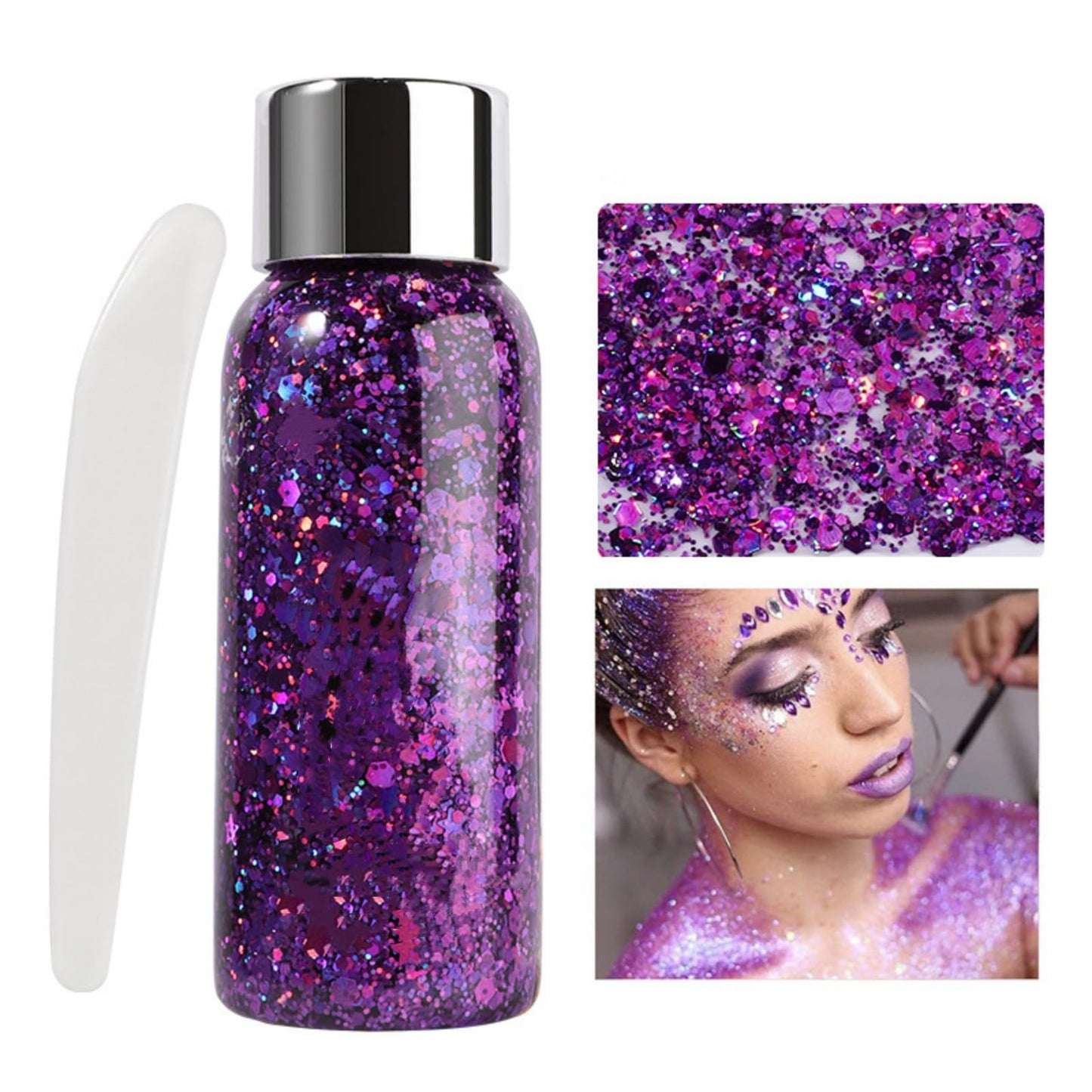 MAEPEOR Chunky Face Body Glitter Gel 19 Colors Mermaid Sequins Holographic Body Glitter Gel Long-Lasting Festival Makeup Glitter Paint for Face Body Beauty & Personal Care MAEPEOR