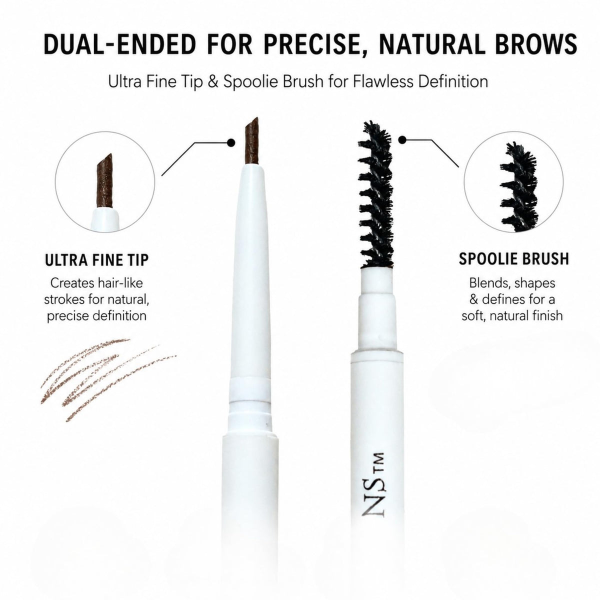 Honeybee Gardens Fine Point Brow Pencil, Walnut, Long-Lasting Eyebrow Definition, Vegan, Cruelty-Free Beauty