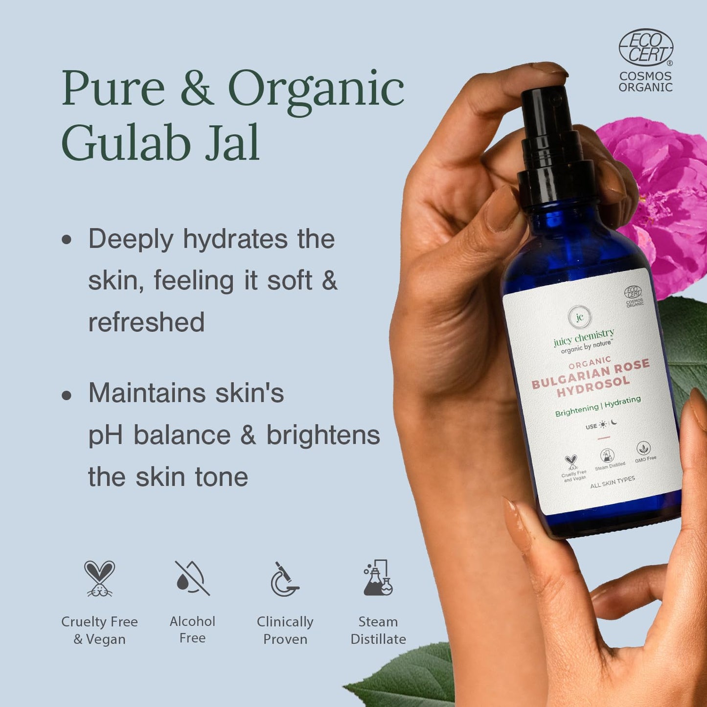 Juicy Chemistry - Certified Organic 100% Natural Toner Mist w/Bulgarian Rose Water for Normal to Oily Skin (110ml) Beauty & Personal Care Juicy Chemistry