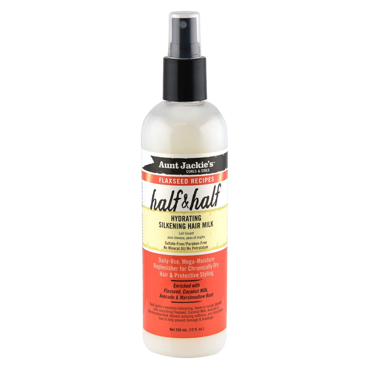 Aunt Jackie's Flaxseed Recipes Half & Half, Hydrating Silkening Hair Milk, For Daily Use, Enriched with Flaxseed, Coconet, Jojoba Oil, Shea Butter Beauty & Personal Care Aunt Jackie's