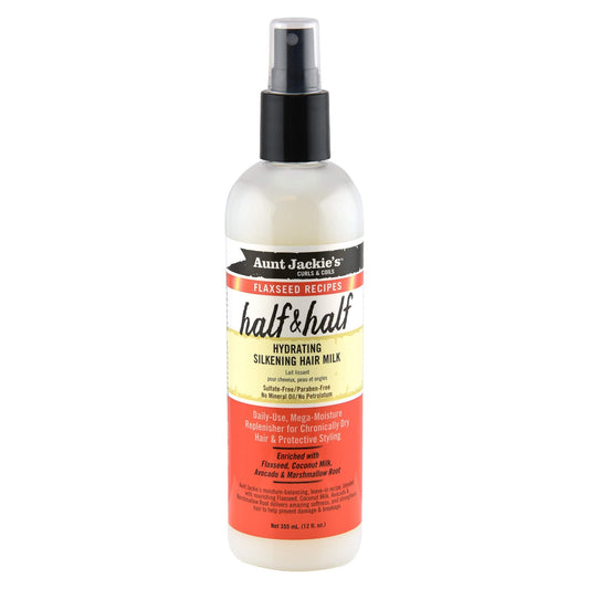 Aunt Jackie's Flaxseed Recipes Half & Half, Hydrating Silkening Hair Milk, For Daily Use, Enriched with Flaxseed, Coconet, Jojoba Oil, Shea Butter Beauty & Personal Care Aunt Jackie's