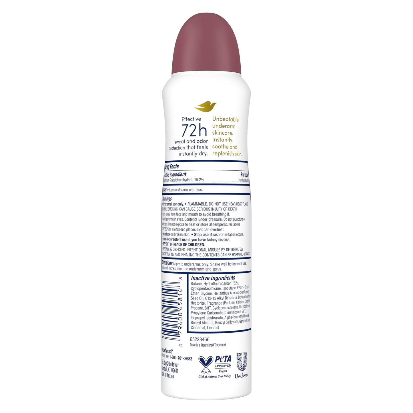 Dove Advanced Care Antiperspirant Deodorant Spray Apple & White Tea Antiperspirant deodorant to help skin barrier repair by boosting skin's ceramide Beauty and Personal Care Dove