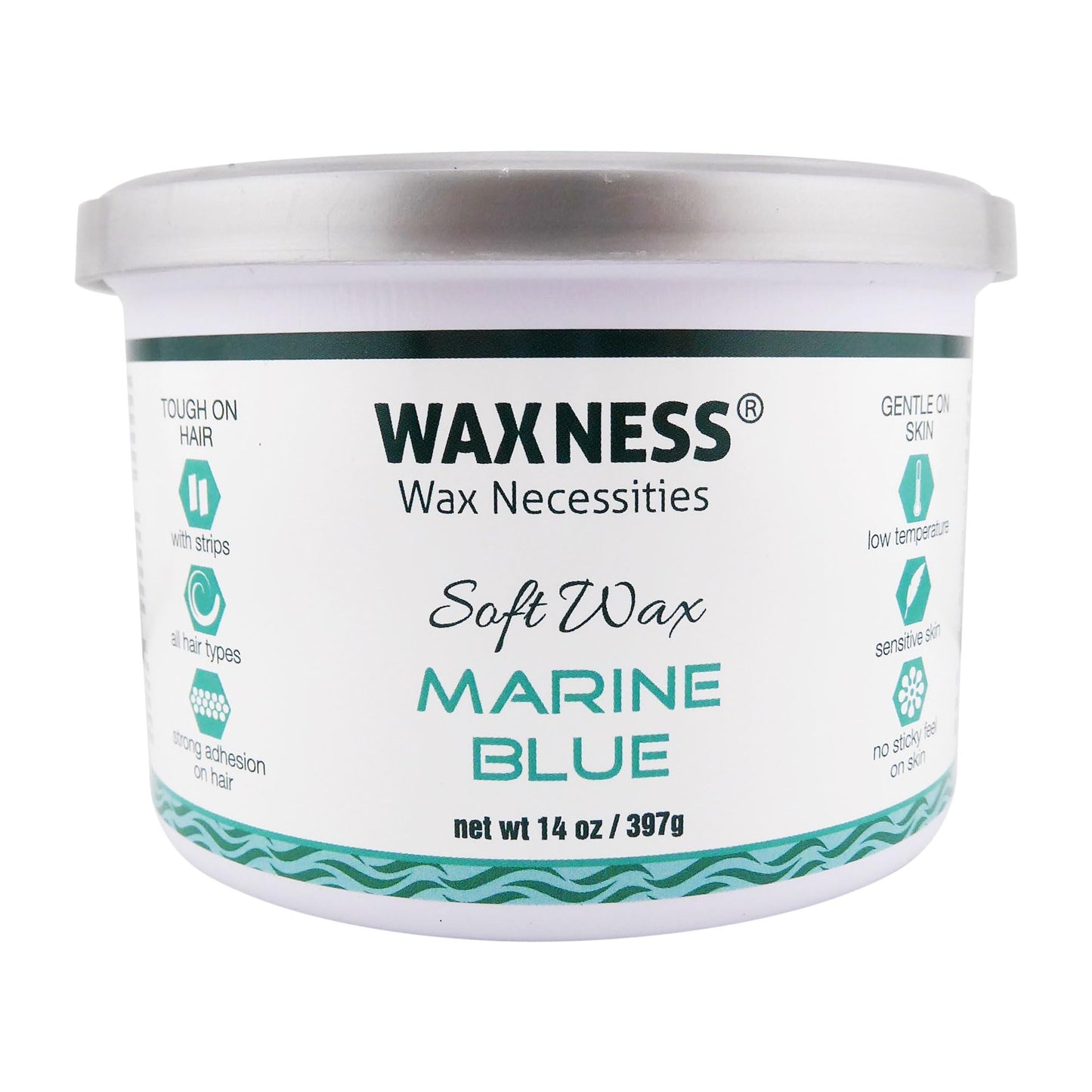 Waxness Soft Wax Tin Marine Blue 14 oz (400 g) - Professional Strip Wax with Polymer Formula for Face & Body - Made in Italy Beauty and Personal Care Waxness
