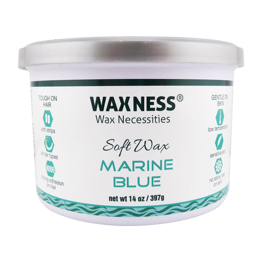 Waxness Soft Wax Tin Marine Blue 14 oz (400 g) - Professional Strip Wax with Polymer Formula for Face & Body - Made in Italy Beauty and Personal Care Waxness