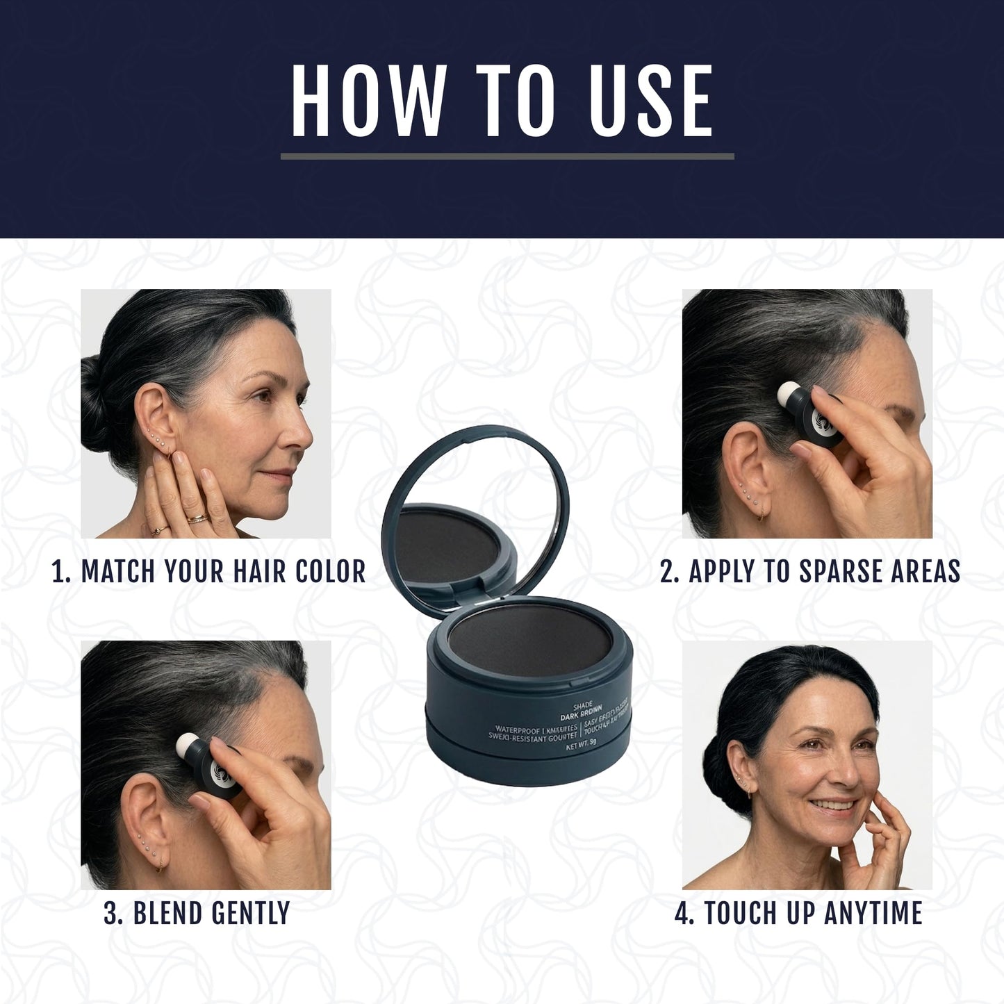 Puggaree Hairline Powder - Root Touch Up Hair Color for Gray Coverage, Bald Spot Concealer Hair Powder for Women & Men, Long-Lasting Root Cover Beauty & Personal Care Puggaree