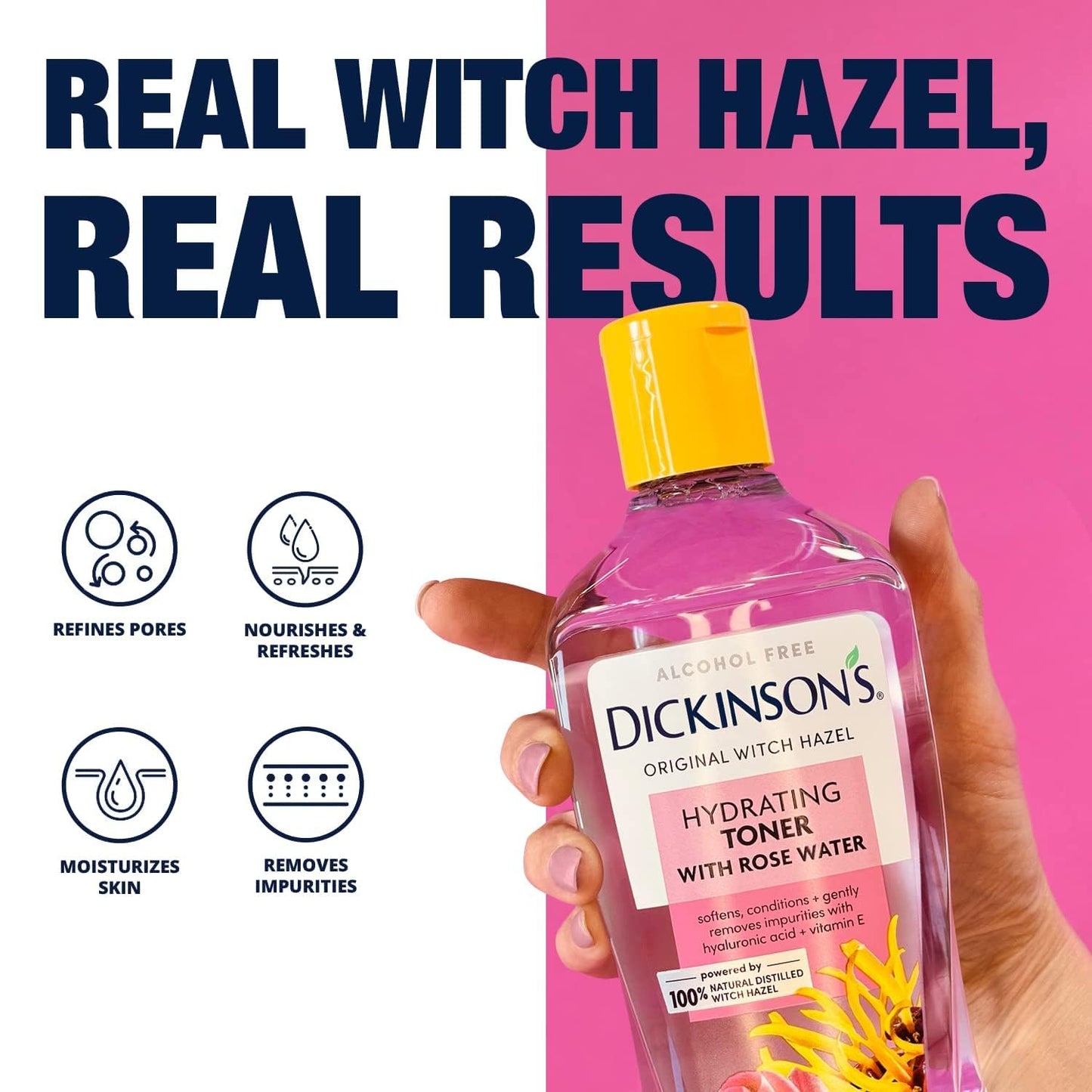 Dickinson's Enhanced Witch Hazel Hydrating Toner with Rosewater, Alcohol Free, 98% Natural Formula, 16 Fl Oz (Pack of 1) Beauty & Personal Care Dickinson's