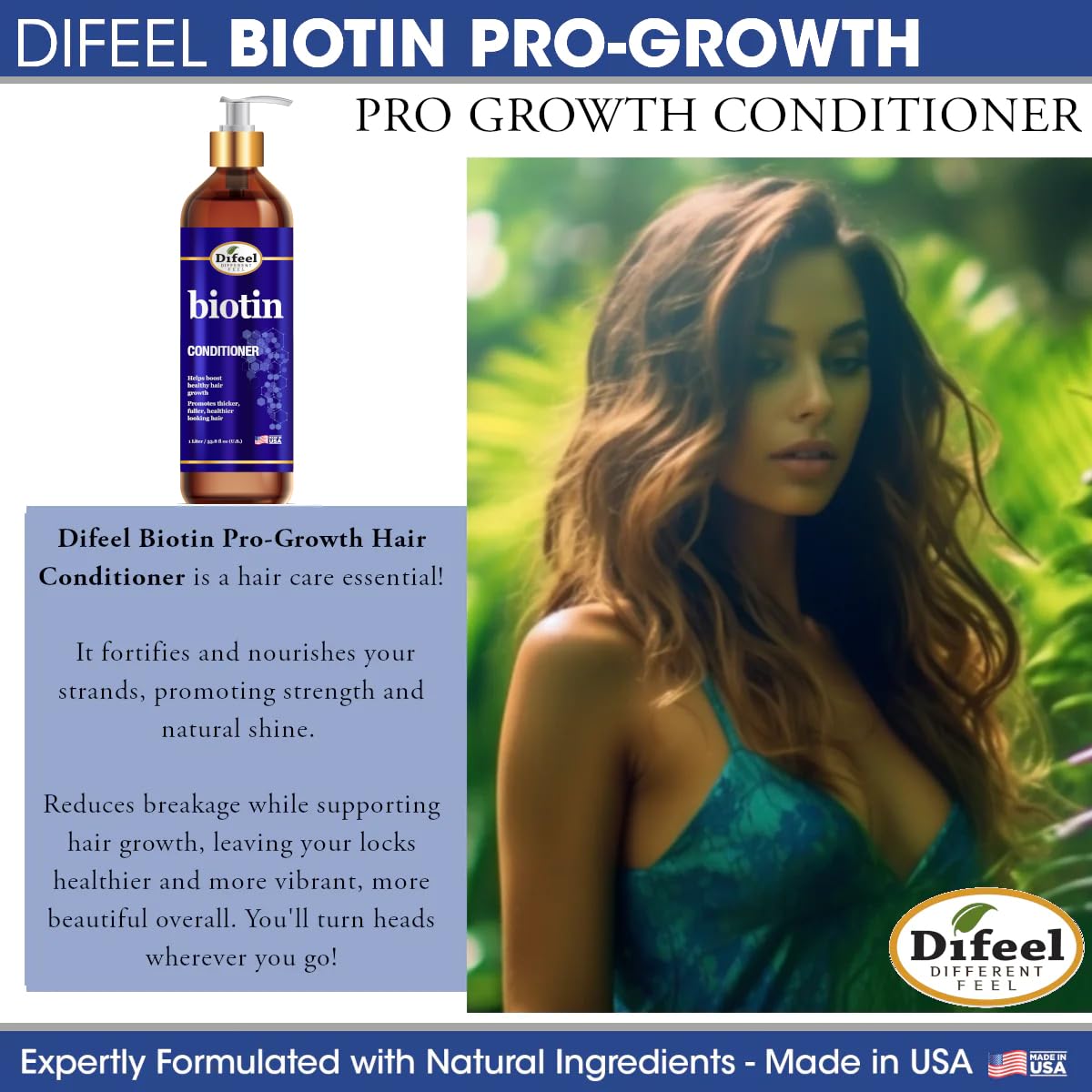 Difeel Elevated Biotin Shampoo 33.8oz, Conditioner 33.8oz & Oil 8oz 3-PC Large Boxed Gift Set Beauty & Personal Care Difeel