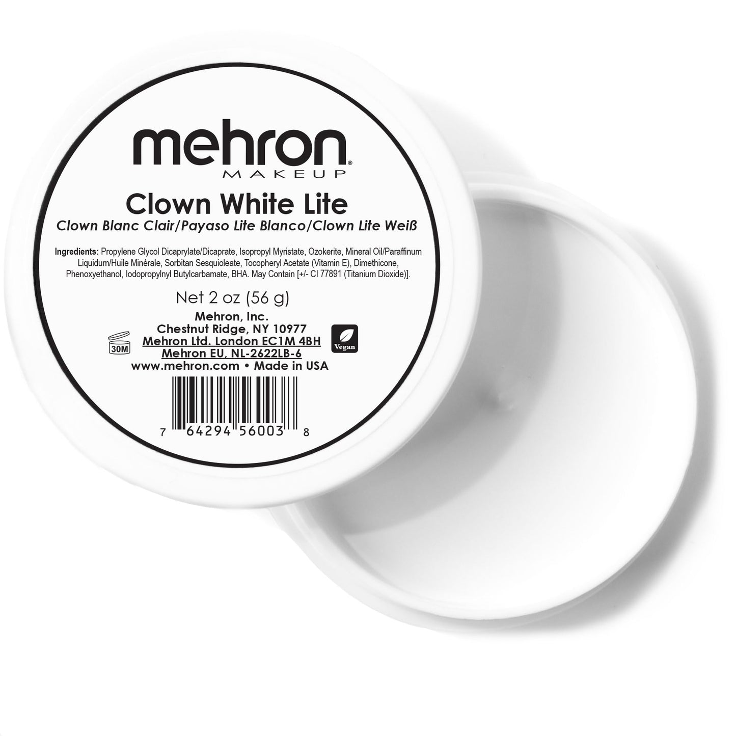 Mehron Makeup Clown White Lite | Professional Face Paint & Body Paint | White Cream Face Paint for Clown Makeup, Stage, Film, Cosplay, Mime Beauty & Personal Care Mehron