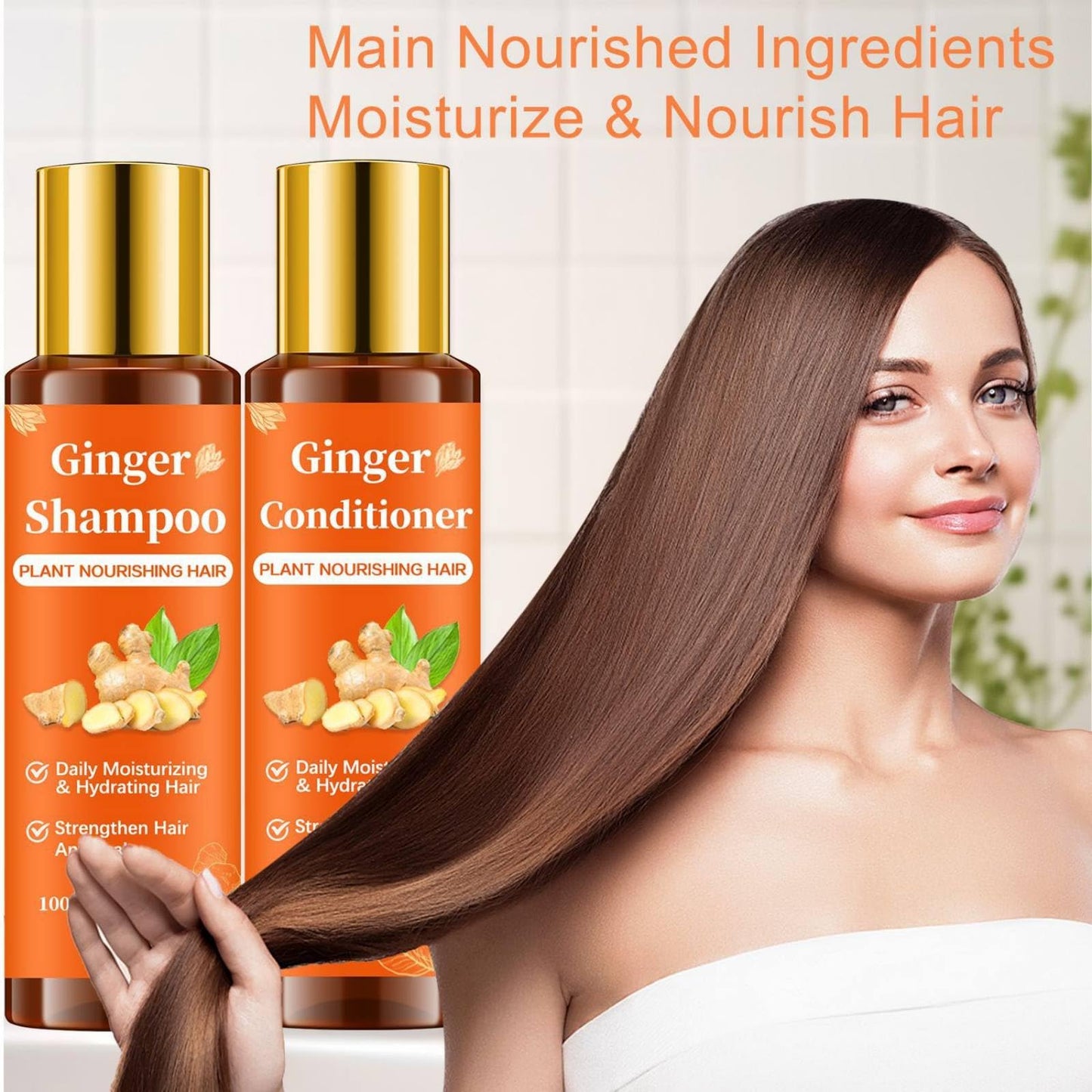 Ginger Shampoo and Conditioner Set for Stronger & Thicker Hair, Deep Moisturizing Cleaning Nourishing Formula to Reduce Hair Loss, Strengthen Strands Beauty & Personal Care Soelegant
