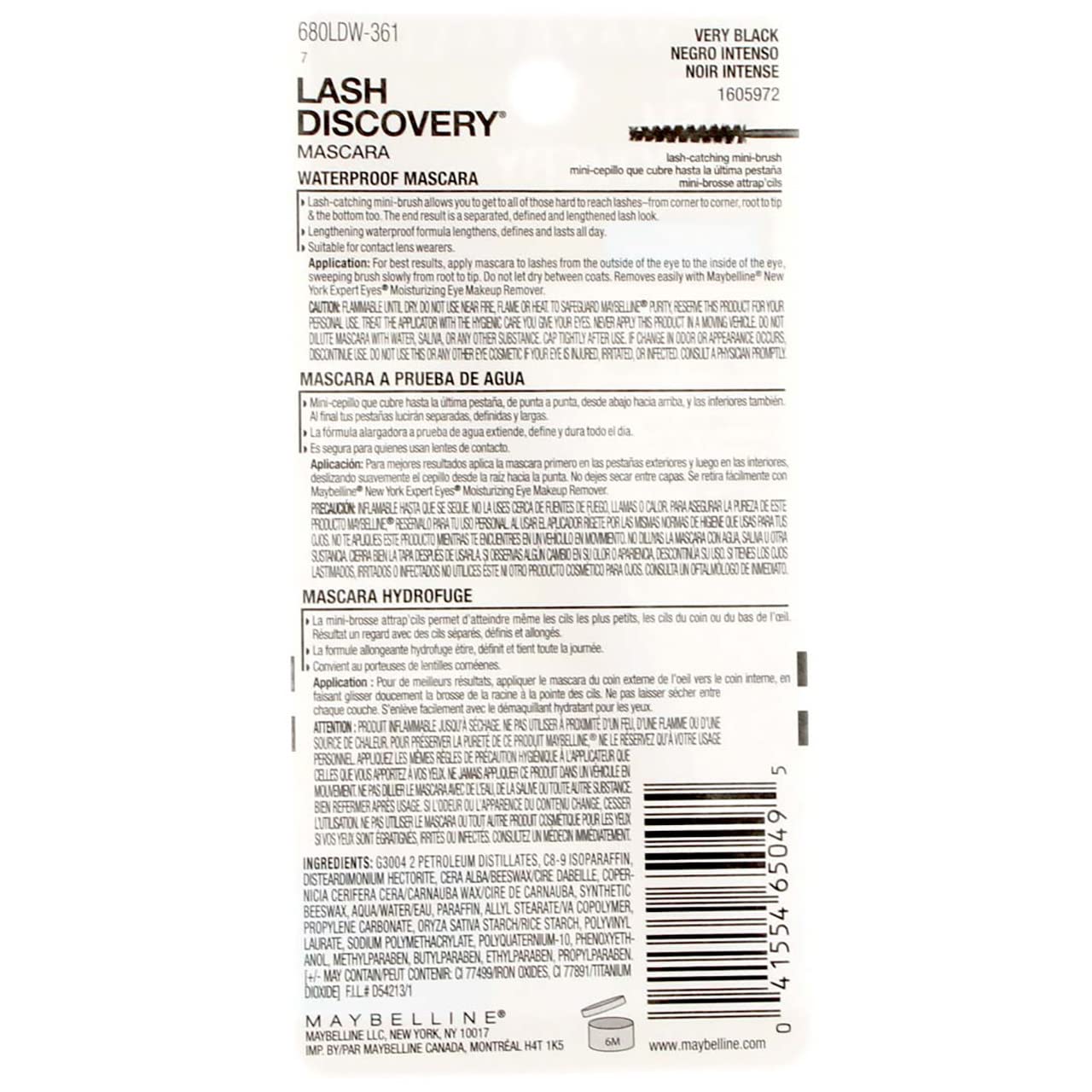 Maybelline Cosmetics Lash Discovery Mascara Waterproof Black 0.04 0.15 Beauty & Personal Care Maybelline New York