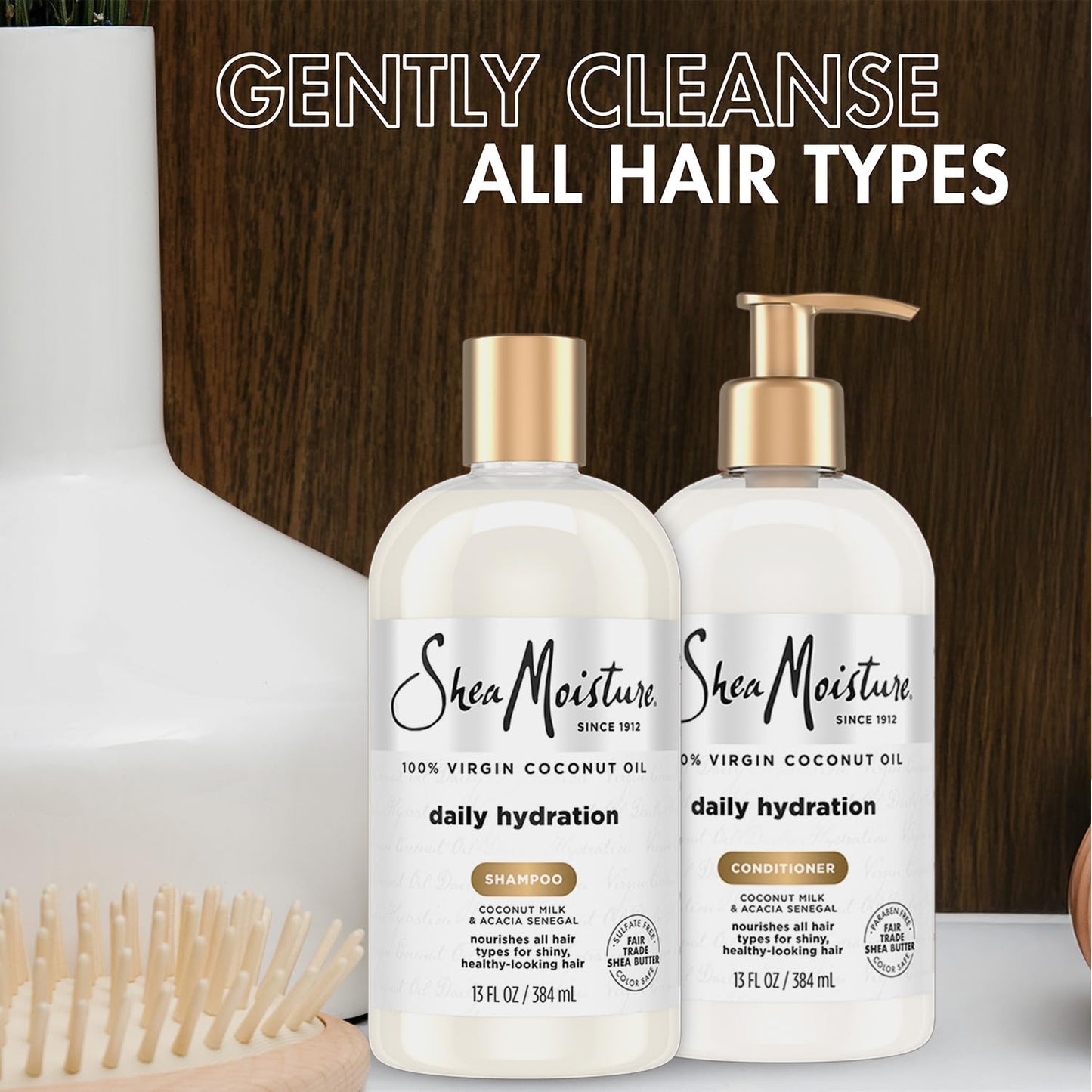 SheaMoisture Shampoo & Conditioner Set, Daily Hydration with Pure Coconut Oil - New Look, Improved Creamy Lather, Cruelty-Free, 13 Oz Ea Beauty & Personal Care Shea Moisture