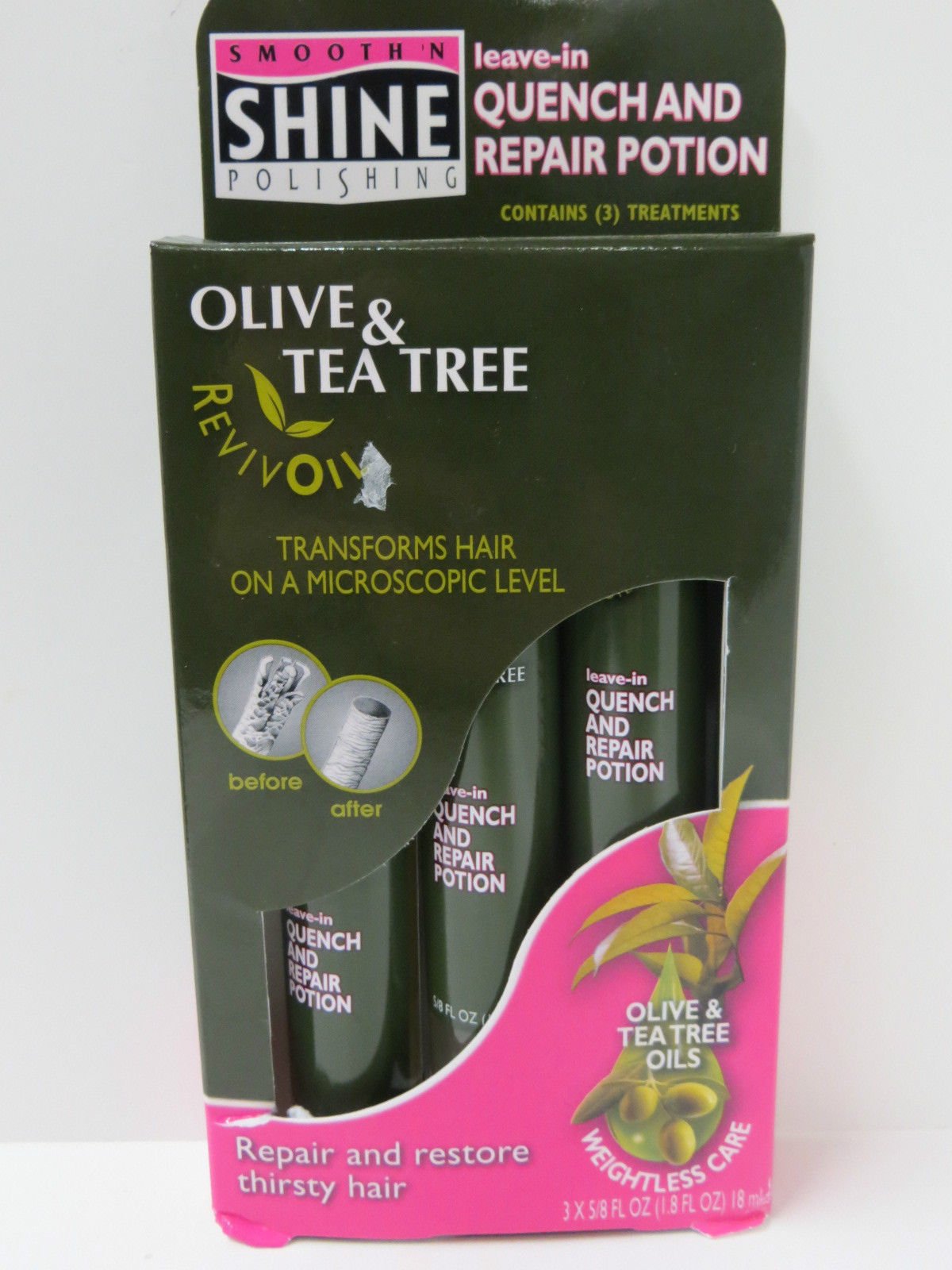 Smooth N Shine Olive &Tea Tree Quench & Repair Potion 3's 5.8 oz. Beauty & Personal Care Smooth N Shine