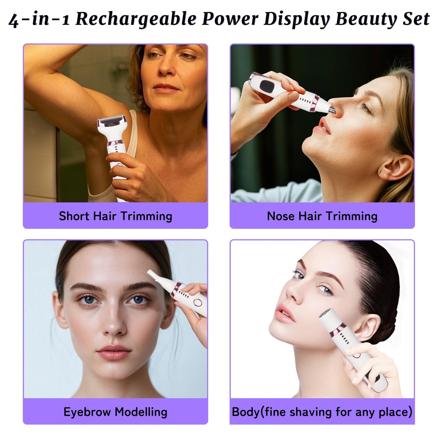 Beanify 2026 LED Display Electric Razor for Women Men,Beauty Women's Wet & Dry Electric Shaver, Painless 4 in 1 Painless Body Razors,Cordless Ladies Beauty and Personal Care Beanify