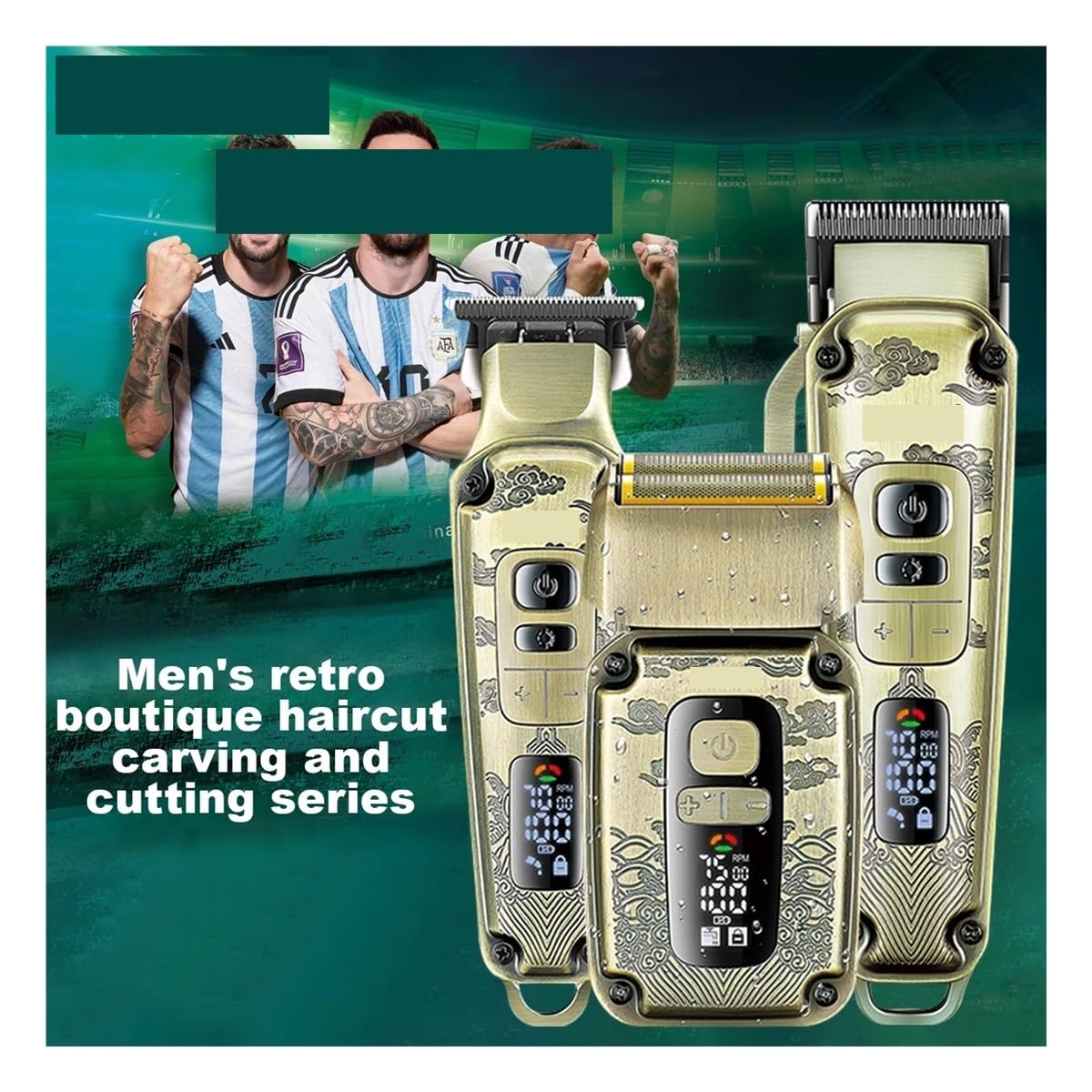 EWKYLSEM Professional high-end Hair Trimmer Set, Retro Metal Electric Push Shear, Home LED Intelligent Digital Clipper, Shaver(Yellow) Beauty and Personal Care EWKYLSEM