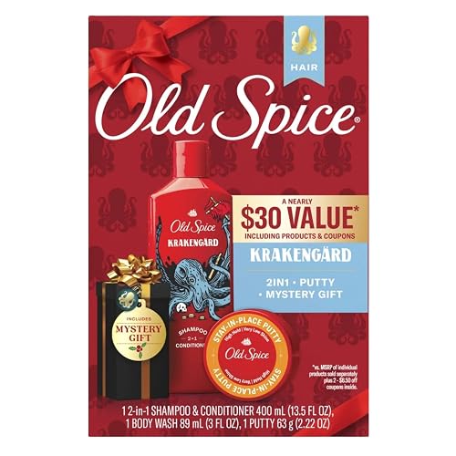 Old Spice Holiday Gift Set, 2-in-1 Shampoo & Conditioner, Body Wash and Hair Pomade (Krakengard) Beauty & Personal Care Old Spice