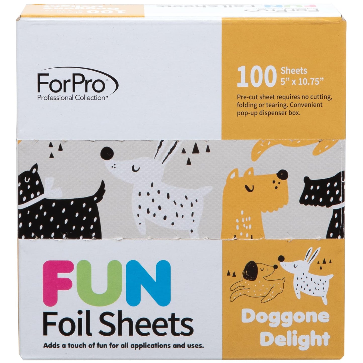 ForPro Professional Collection FUN Doggone Delight 5" Foil Sheets, Aluminum, Pop-Up Foil Dispenser, Hair Foils for Color Application & Highlighting Beauty & Personal Care ForPro Professional Collection