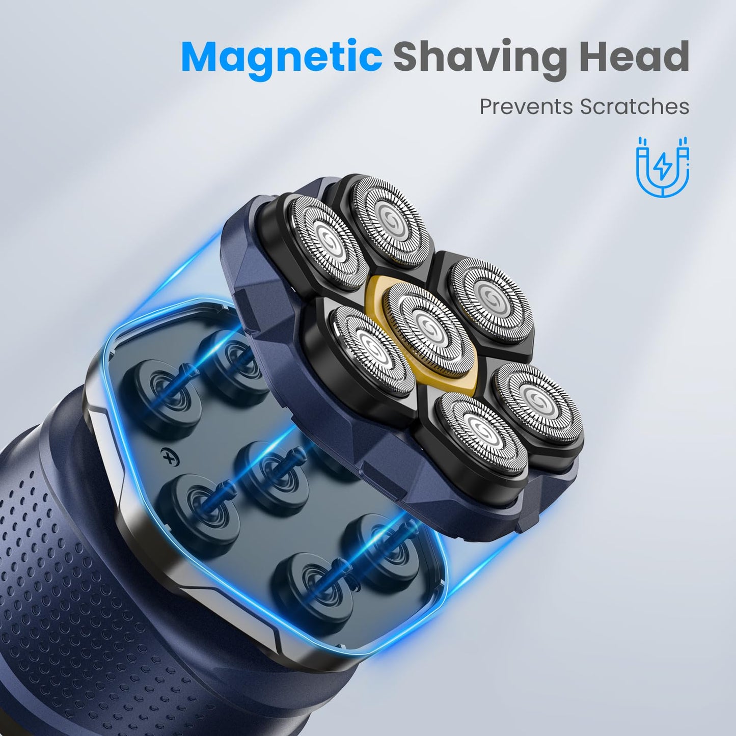 Phisco Head Shavers for Bald Men: 7D Floating Electric Razor with Travel Case - IPX7 Waterproof Head Shaver Wet/Dry Shave, Magnetic Detachable Beauty and Personal Care Phisco