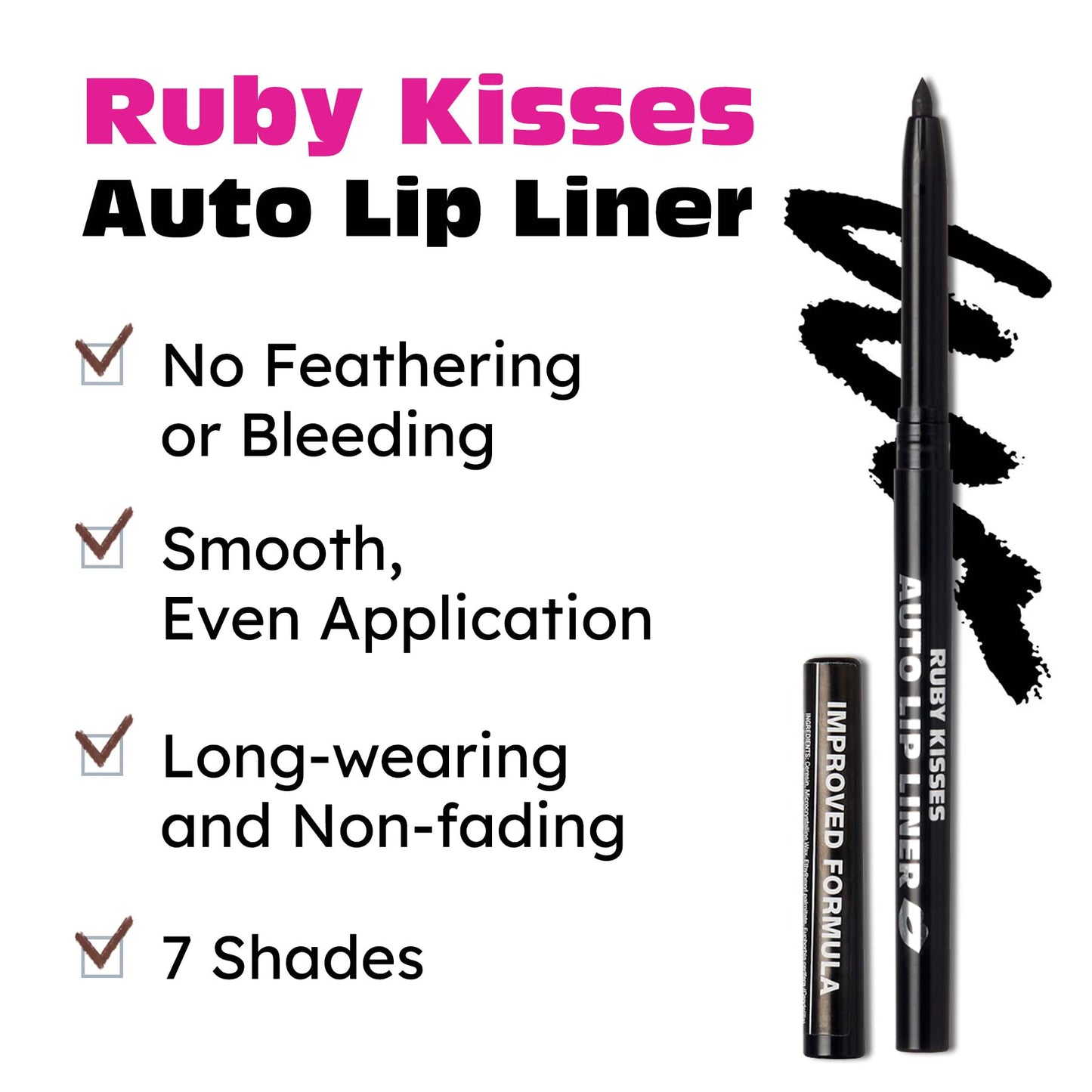 Ruby Kisses Auto Lip Liner (Black) Beauty & Personal Care Ruby Kisses