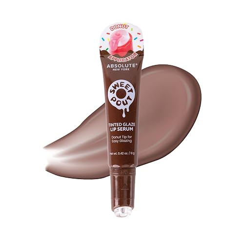 Absolute New York Sweet Pout Tinted Glaze Lip Serum, Donut Tip Applicator, Hydrating Formula with Peptides, Vitamin E and Jojoba Seed Oil (Cocoa Dip) Beauty & Personal Care Absolute New York