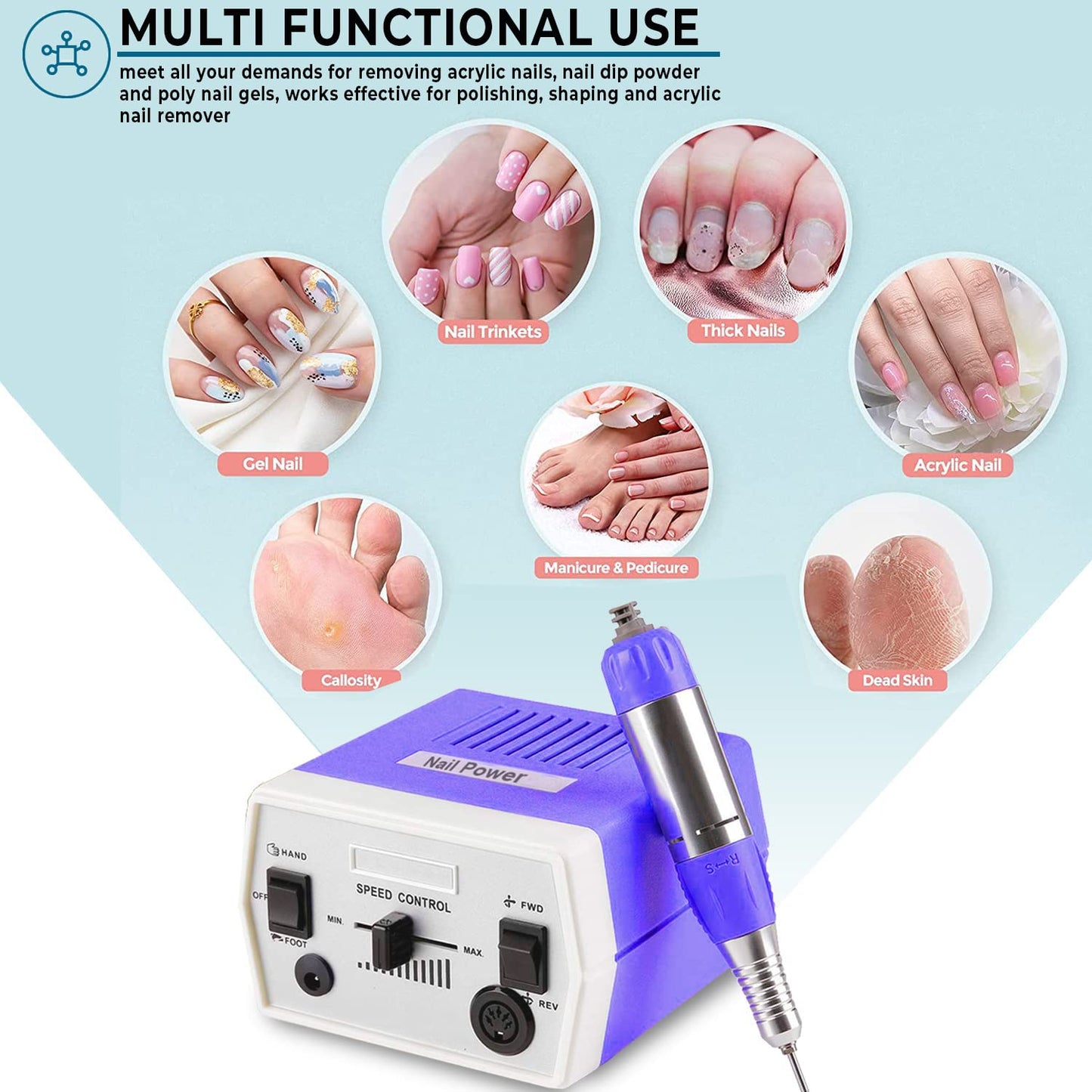Véfaîî Upgraded Nail Drill Electric Nail File, JD700 Nail Drills for Acrylic Nails Professional 30000RPM Manicure Tools Acrylic Nail Drill for Nail Beauty & Personal Care Véfaîî