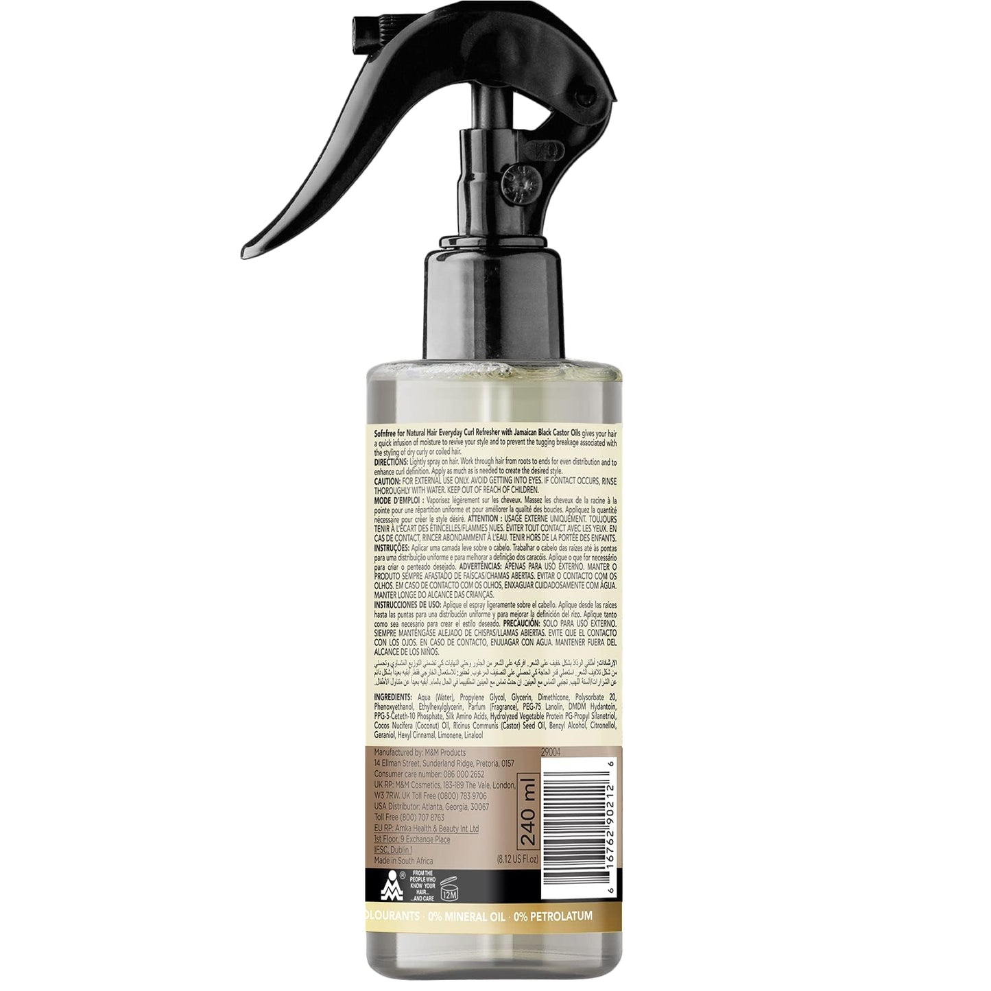 Sofn'free Coconut & Jamaican Black Castor Oil Everyday Curly Refresher Spray, Volumizer and Moisturizer for Styling Dry Hair, Coils and Curls, 8.12 fl Beauty & Personal Care SOF N' FREE